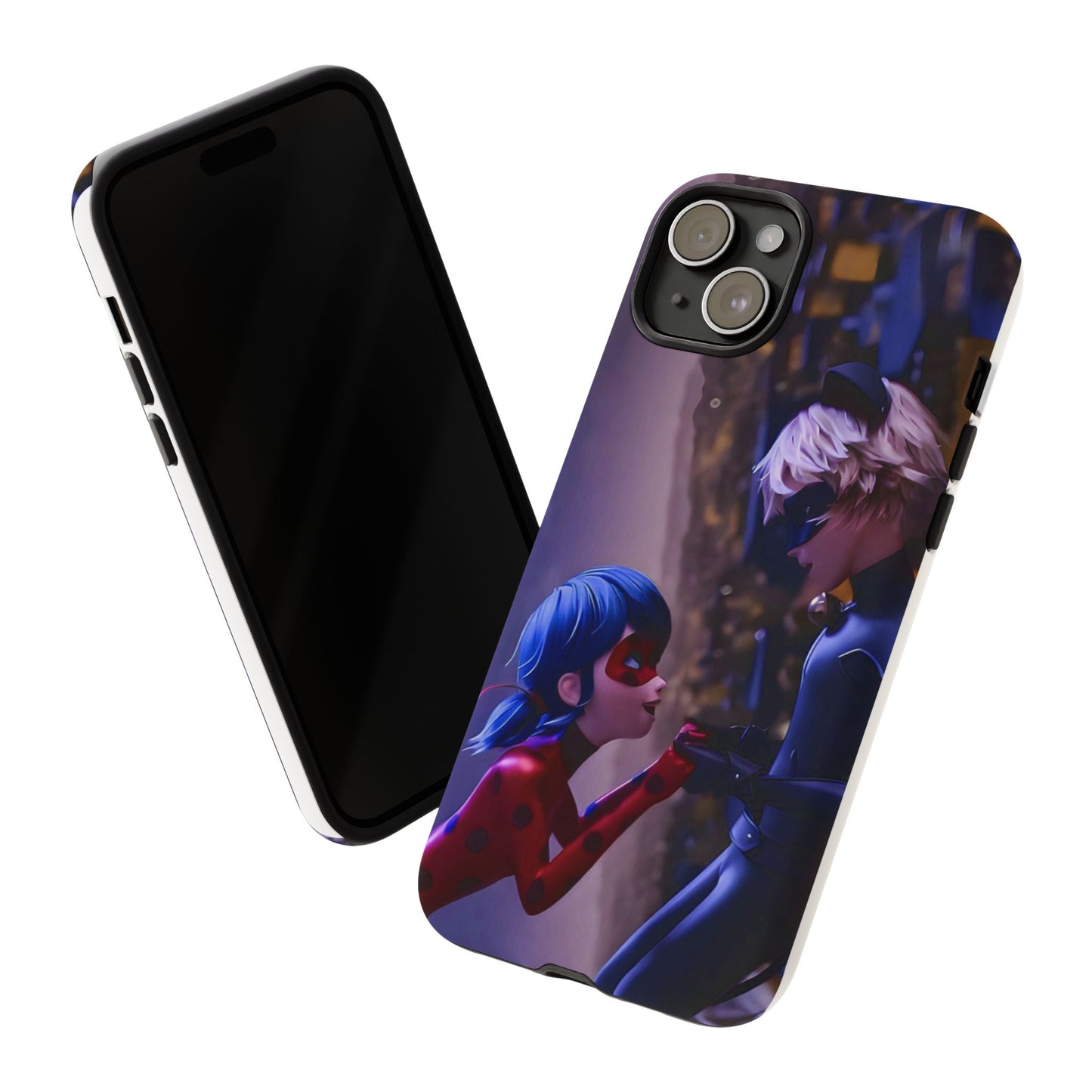 Phone Case with Ladybug and Cat Noir Design