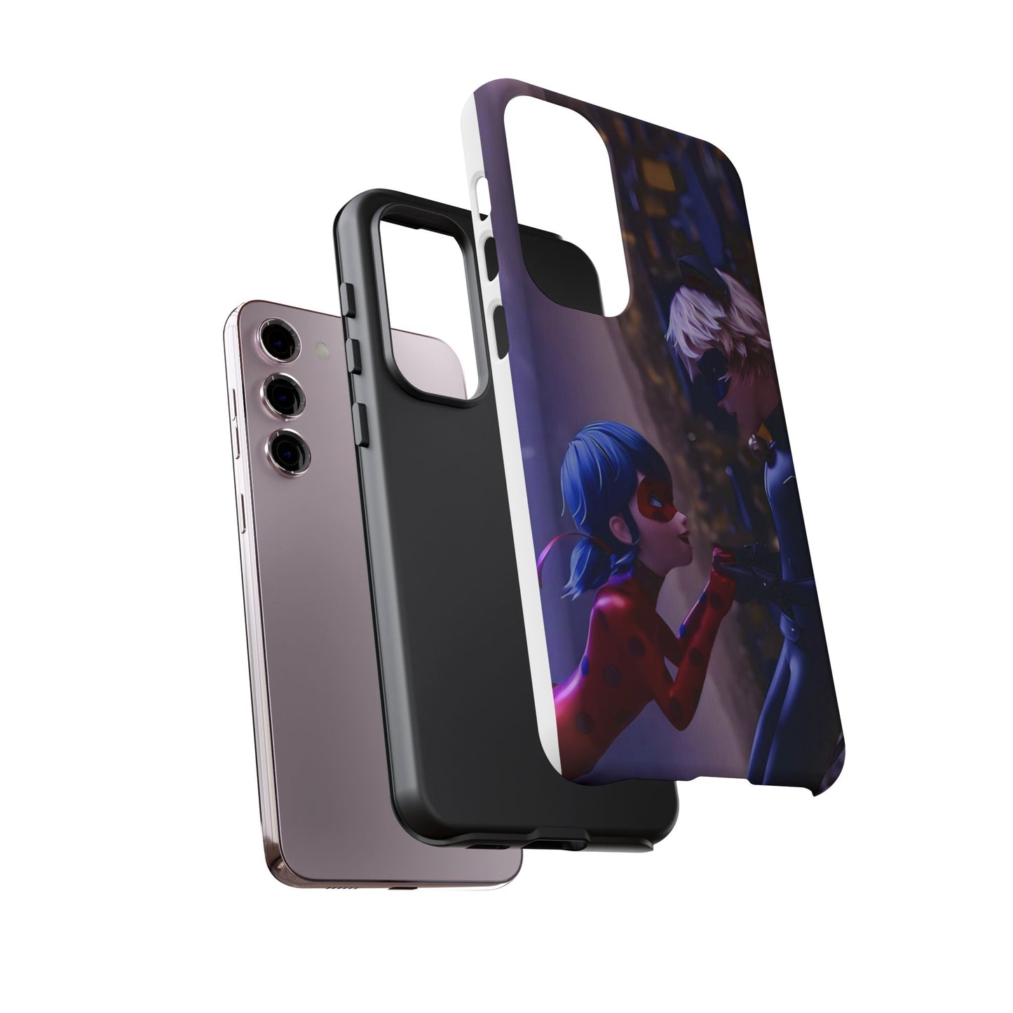 Phone Case with Ladybug and Cat Noir Design