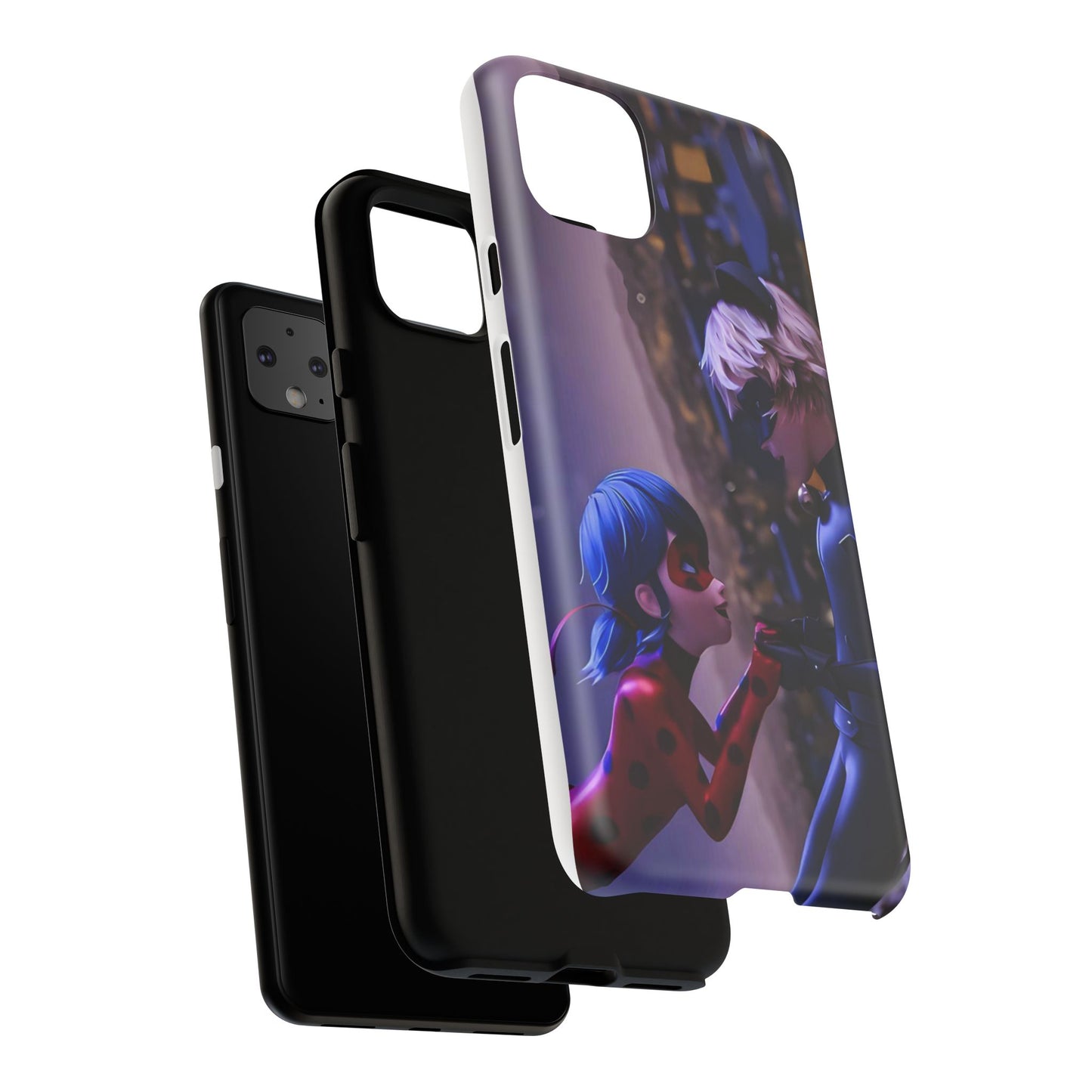 Phone Case with Ladybug and Cat Noir Design