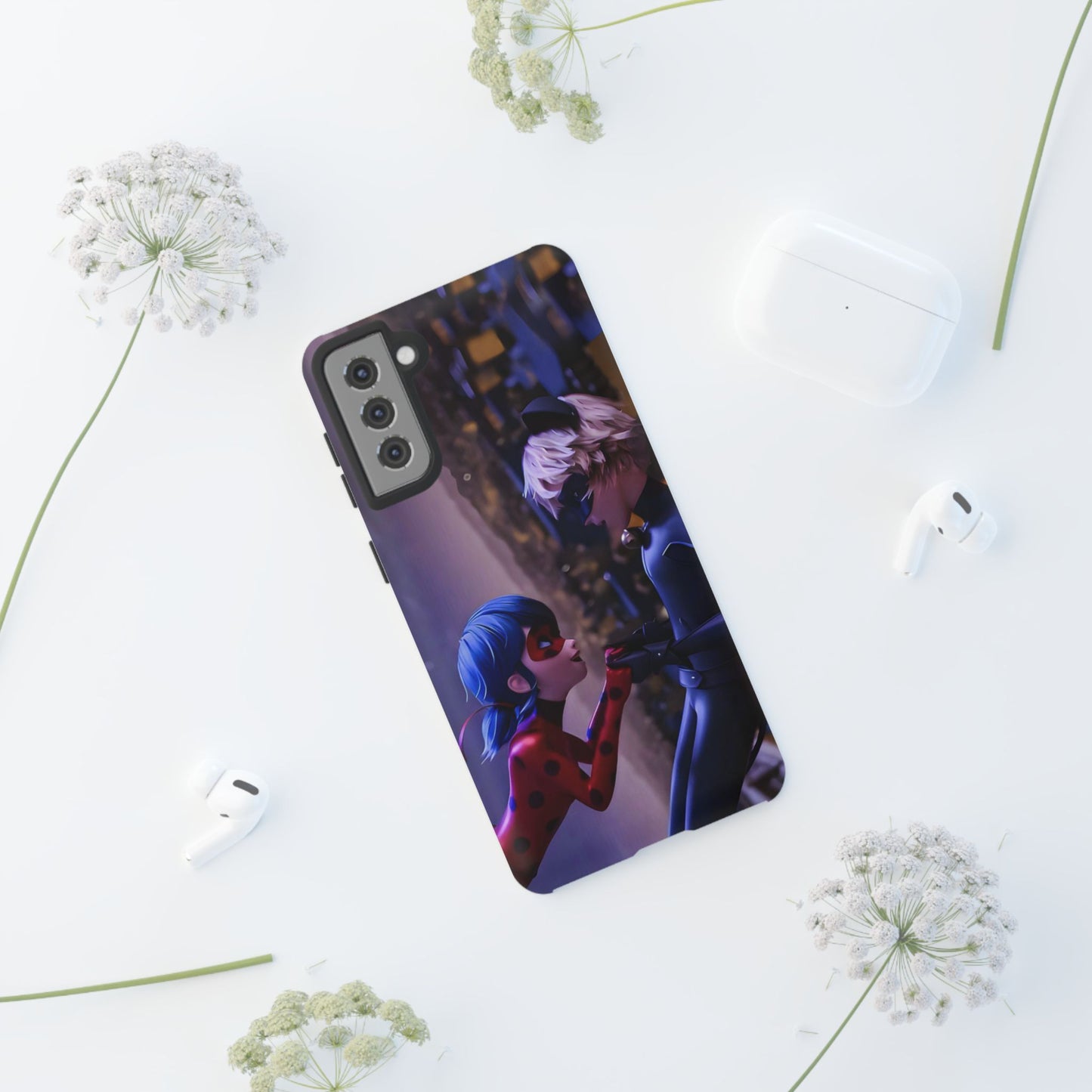 Phone Case with Ladybug and Cat Noir Design