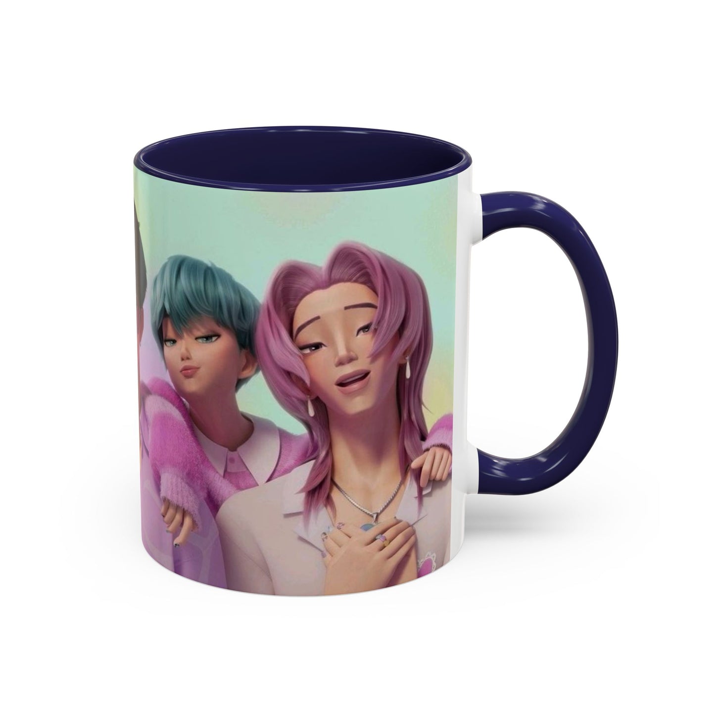 Stylish Accent Coffee Mug, Vibrant Ceramic Mug, Gift for Coffee Lovers, Cute Character Design, Perfect for Friends' Gatherings