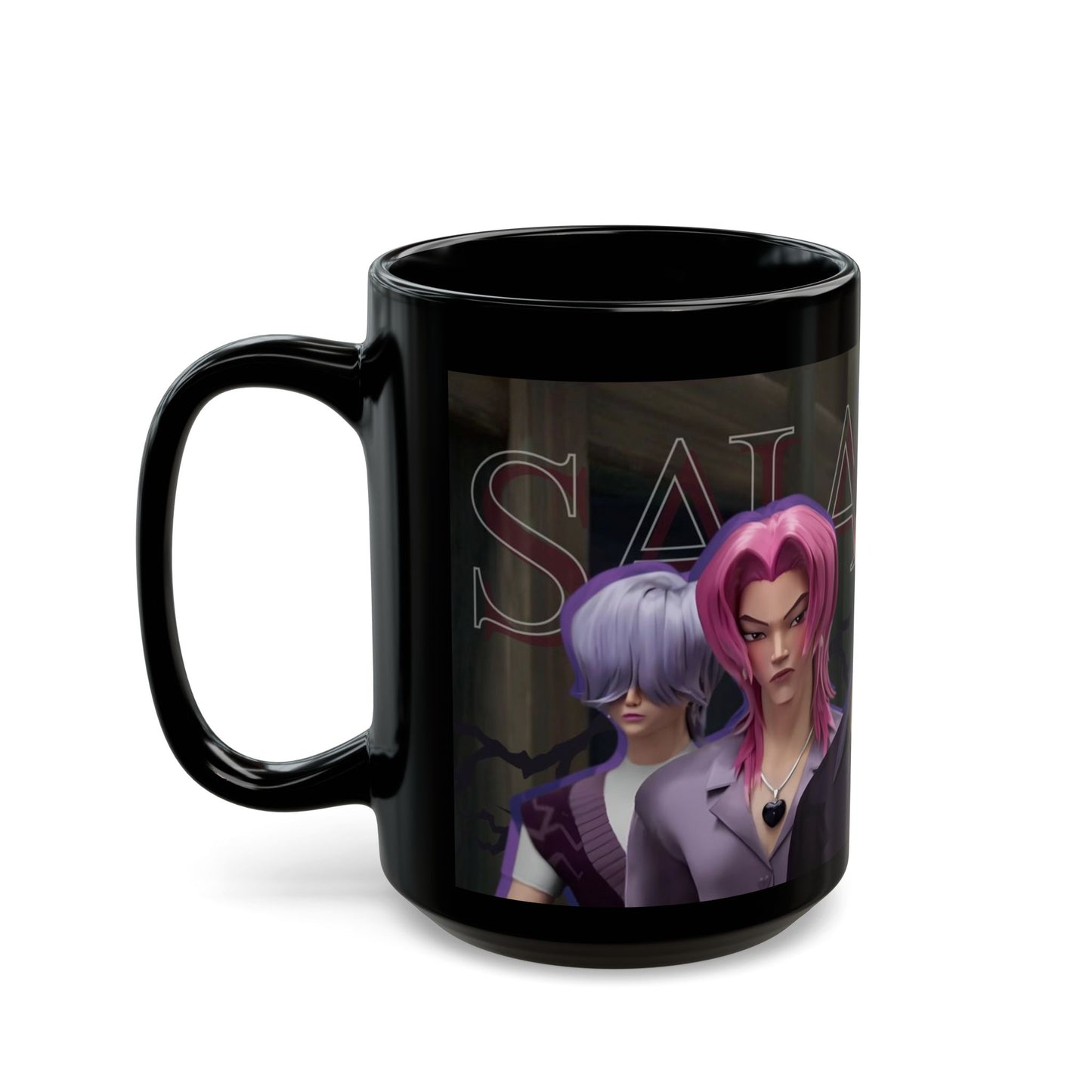 Anime-Inspired Black Mug for Fans, Cool Gift for Birthdays, Cozy Beverage Holder, Perfect for Coffee Lovers, Unique Cup for Collectors