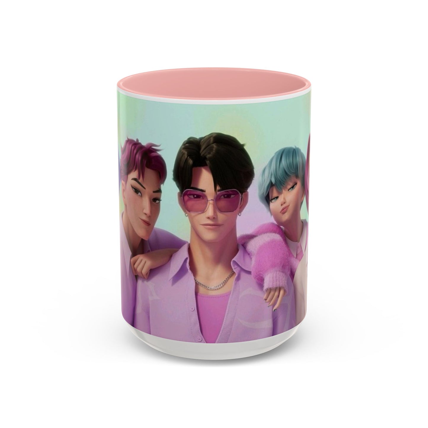 Stylish Accent Coffee Mug, Vibrant Ceramic Mug, Gift for Coffee Lovers, Cute Character Design, Perfect for Friends' Gatherings