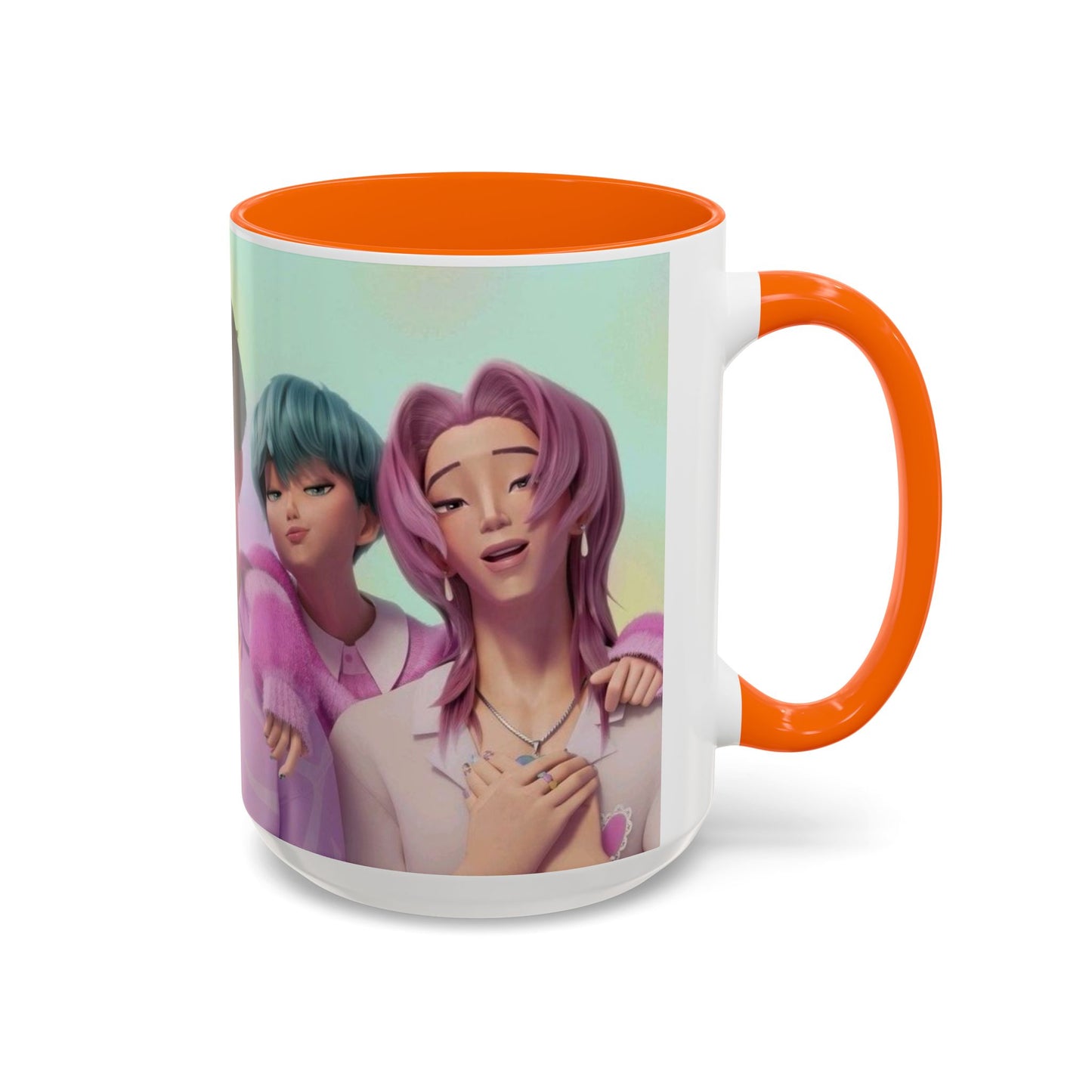 Stylish Accent Coffee Mug, Vibrant Ceramic Mug, Gift for Coffee Lovers, Cute Character Design, Perfect for Friends' Gatherings