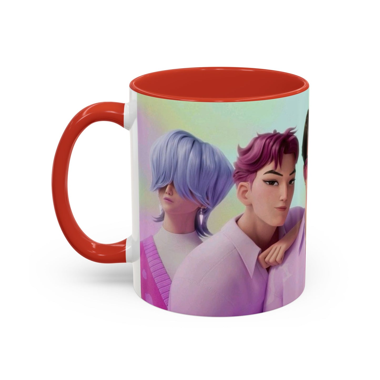 Stylish Accent Coffee Mug, Vibrant Ceramic Mug, Gift for Coffee Lovers, Cute Character Design, Perfect for Friends' Gatherings