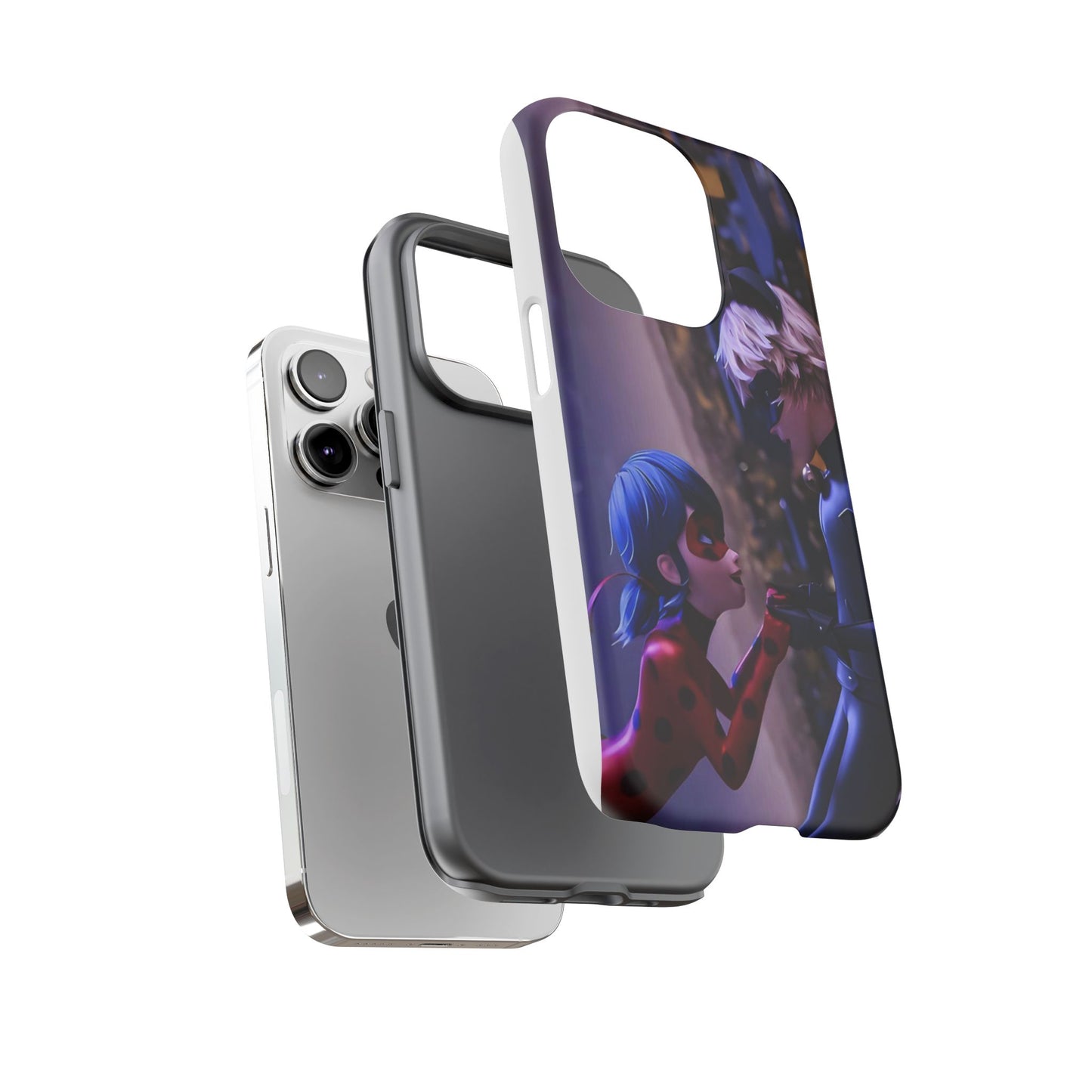 Phone Case with Ladybug and Cat Noir Design