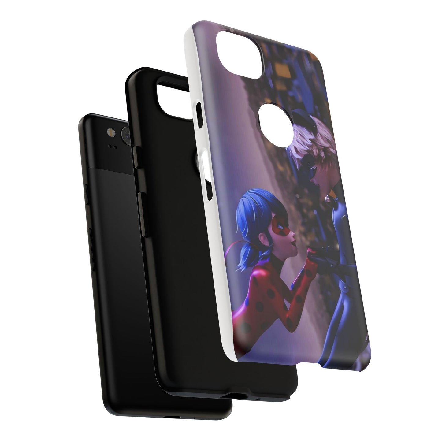 Phone Case with Ladybug and Cat Noir Design