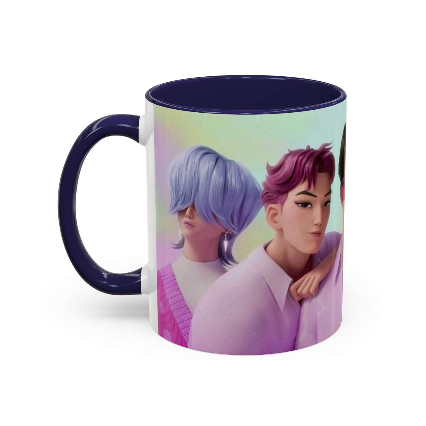 Stylish Accent Coffee Mug, Vibrant Ceramic Mug, Gift for Coffee Lovers, Cute Character Design, Perfect for Friends' Gatherings