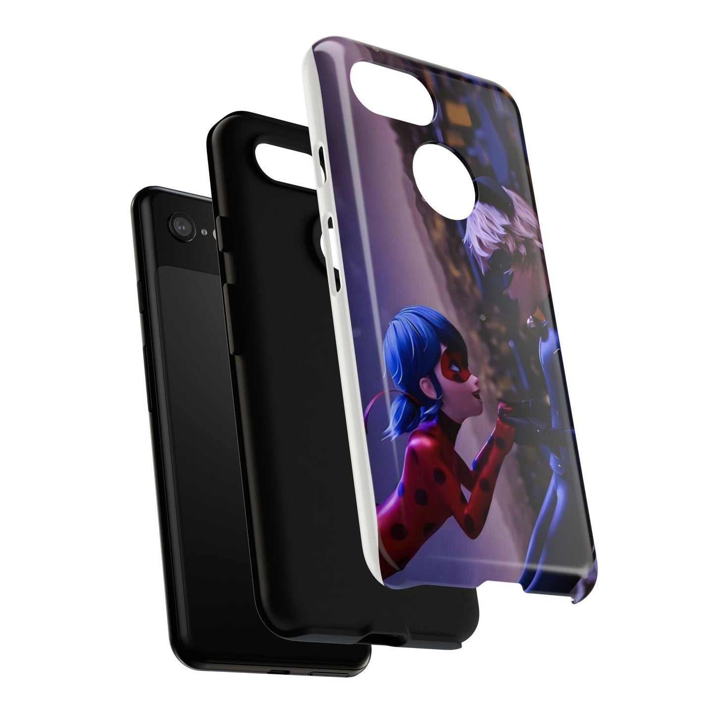 Phone Case with Ladybug and Cat Noir Design
