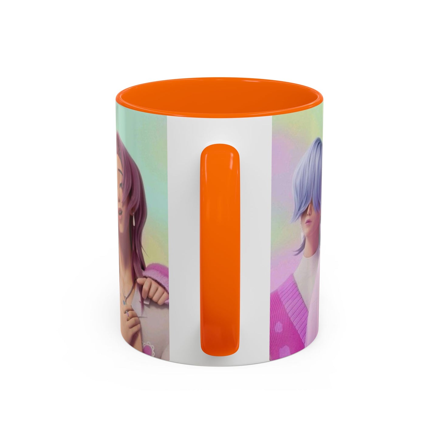 Stylish Accent Coffee Mug, Vibrant Ceramic Mug, Gift for Coffee Lovers, Cute Character Design, Perfect for Friends' Gatherings