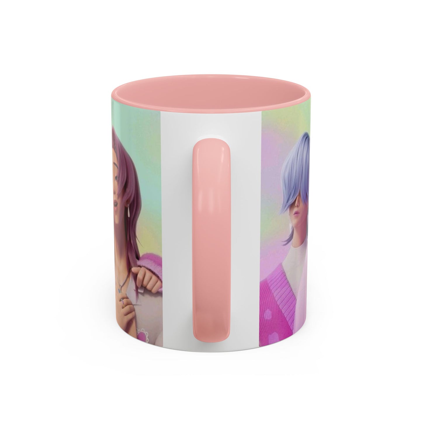 Stylish Accent Coffee Mug, Vibrant Ceramic Mug, Gift for Coffee Lovers, Cute Character Design, Perfect for Friends' Gatherings