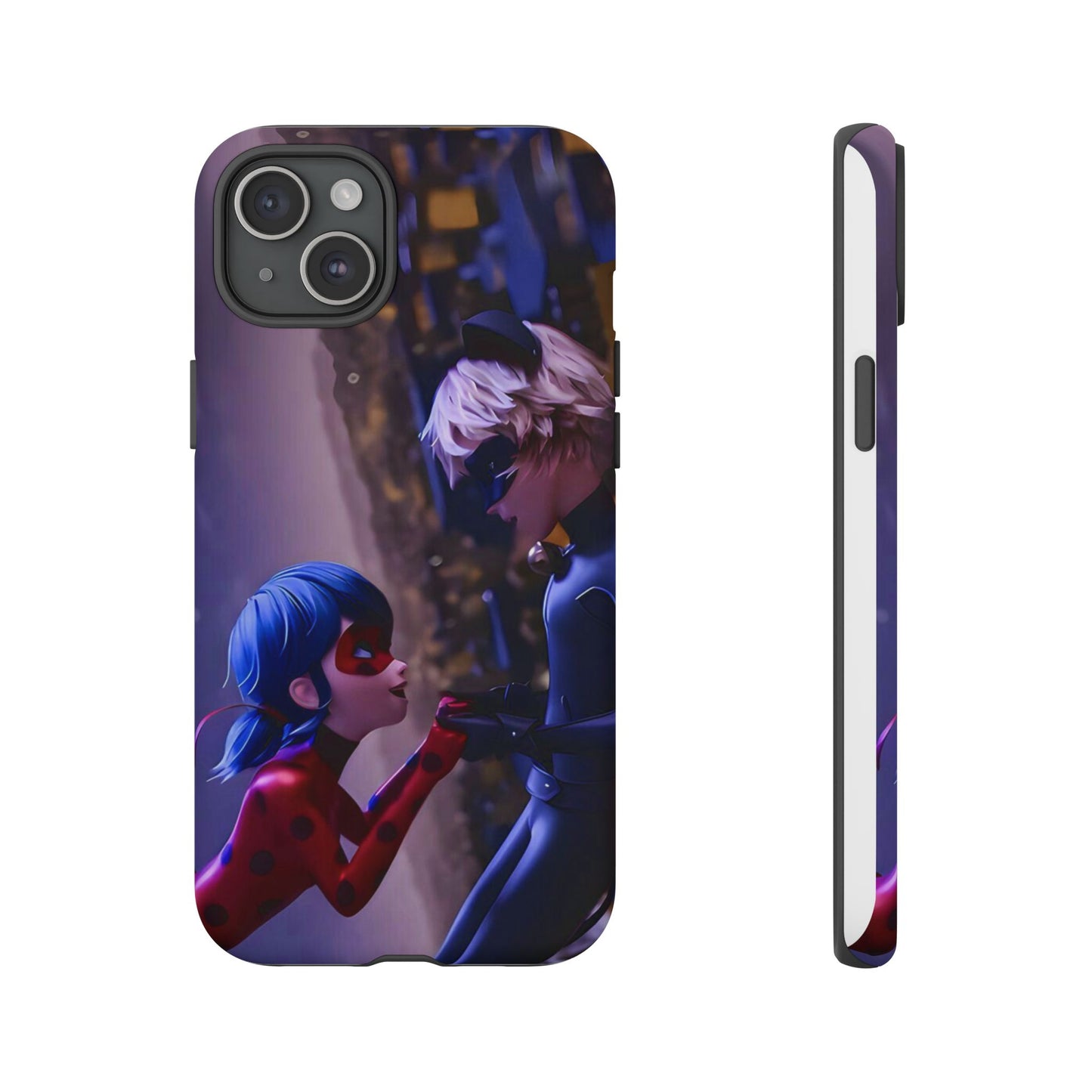Phone Case with Ladybug and Cat Noir Design