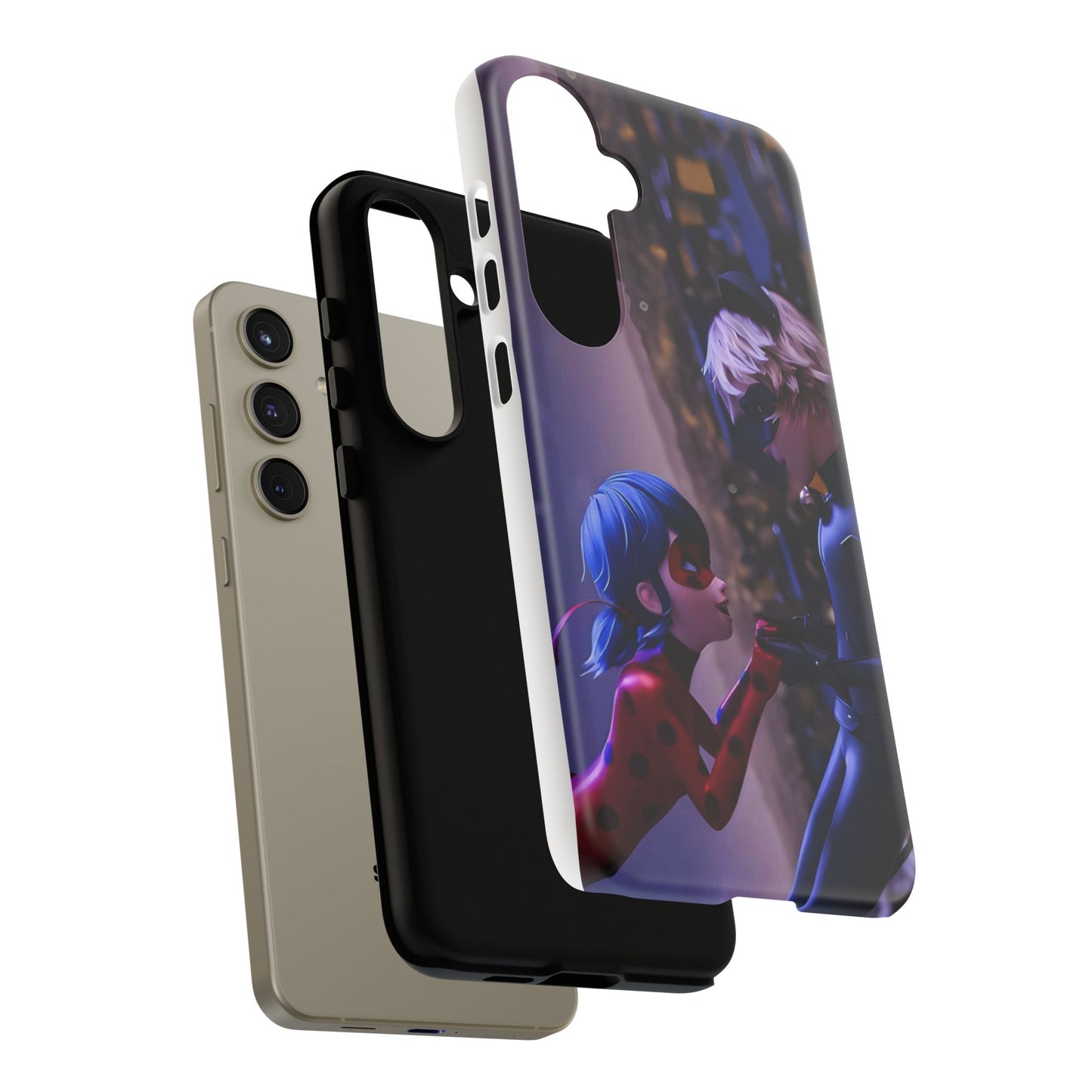 Phone Case with Ladybug and Cat Noir Design