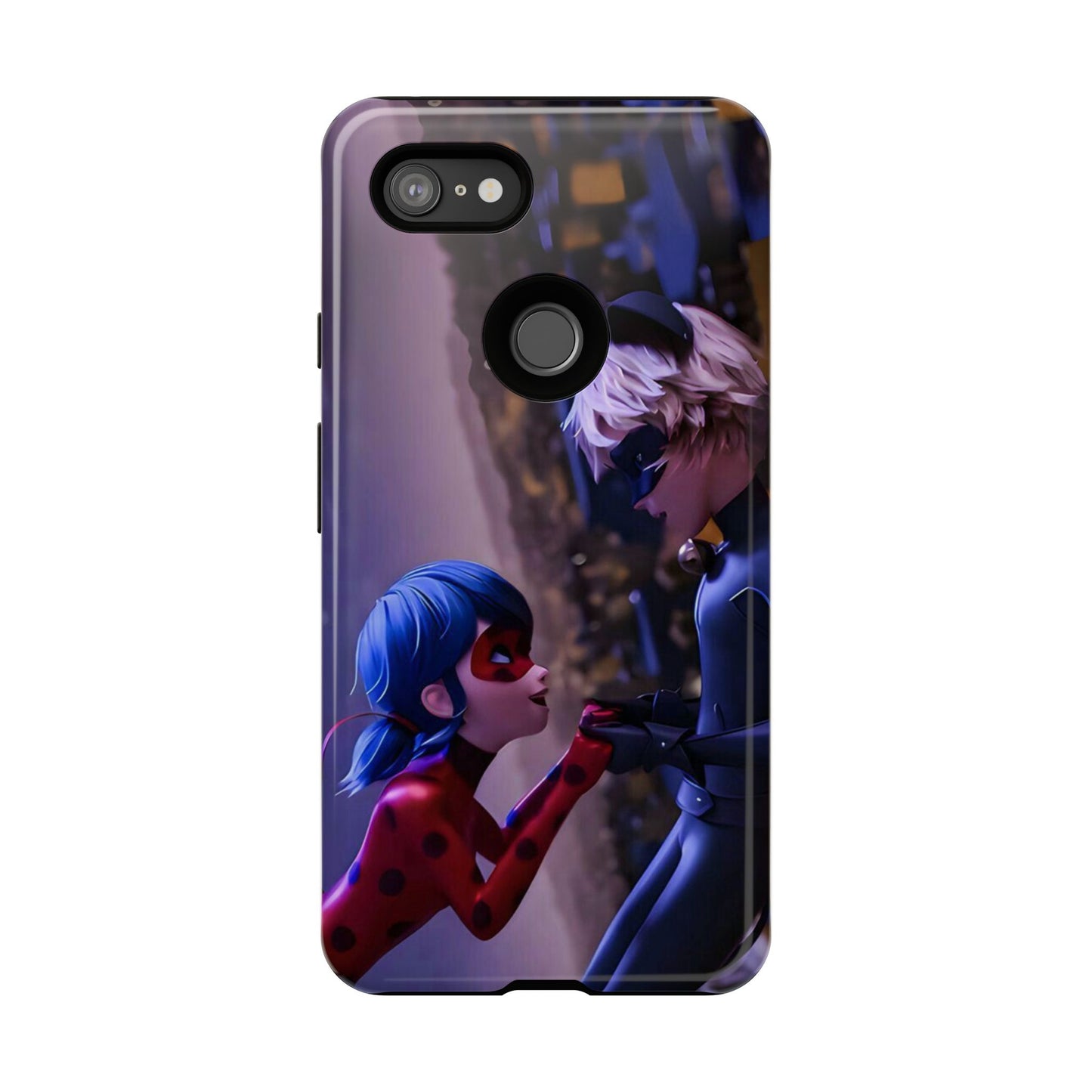 Phone Case with Ladybug and Cat Noir Design