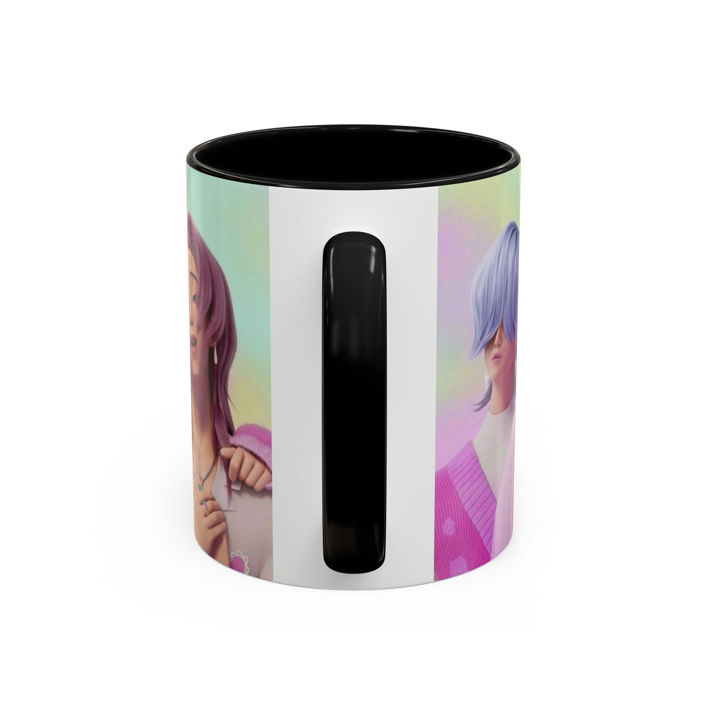 Stylish Accent Coffee Mug, Vibrant Ceramic Mug, Gift for Coffee Lovers, Cute Character Design, Perfect for Friends' Gatherings