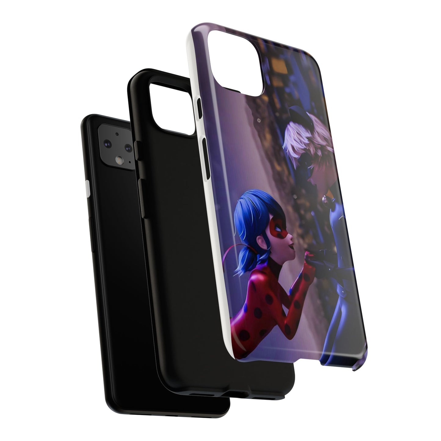 Phone Case with Ladybug and Cat Noir Design