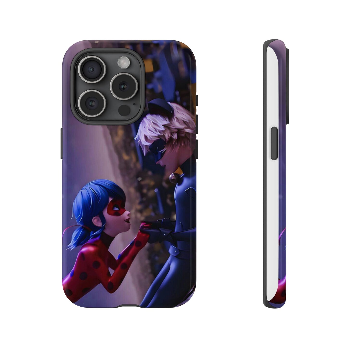 Phone Case with Ladybug and Cat Noir Design