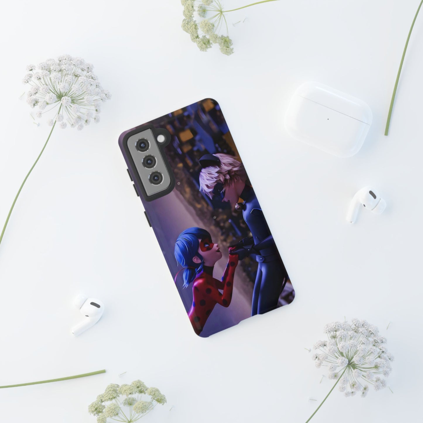Phone Case with Ladybug and Cat Noir Design
