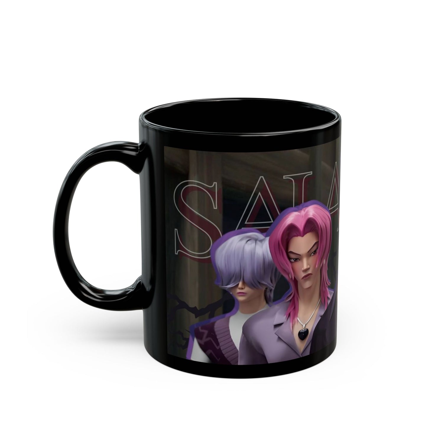 Anime-Inspired Black Mug for Fans, Cool Gift for Birthdays, Cozy Beverage Holder, Perfect for Coffee Lovers, Unique Cup for Collectors