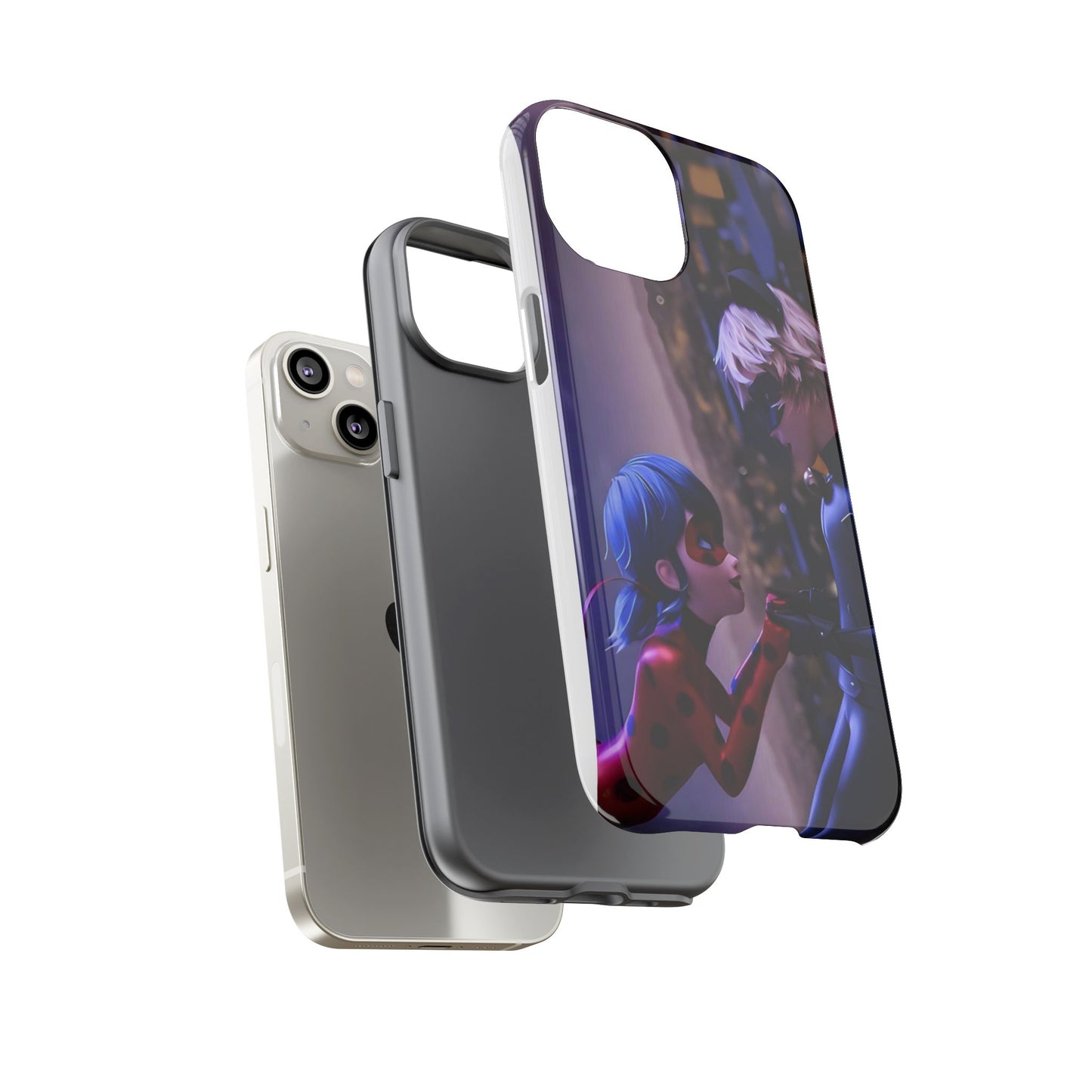 Phone Case with Ladybug and Cat Noir Design