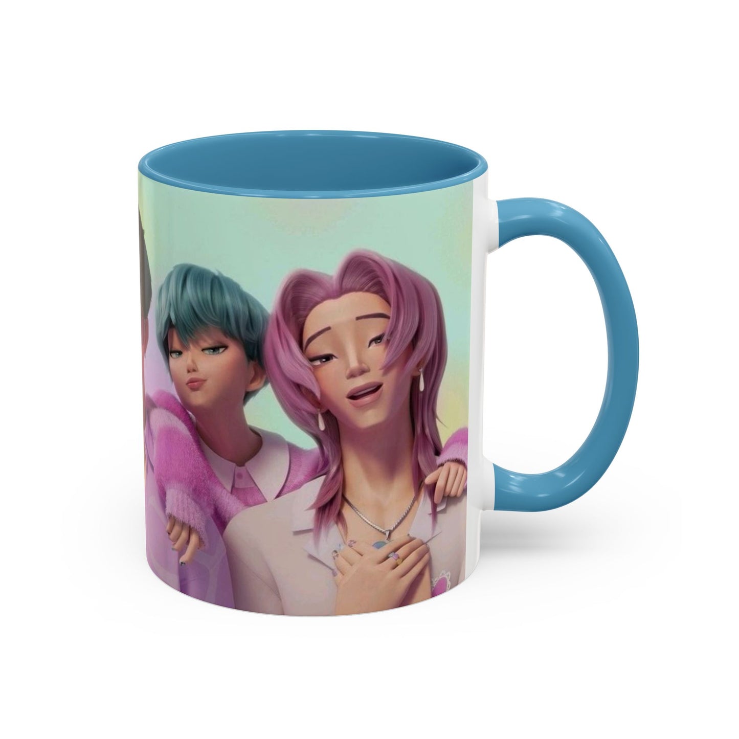 Stylish Accent Coffee Mug, Vibrant Ceramic Mug, Gift for Coffee Lovers, Cute Character Design, Perfect for Friends' Gatherings