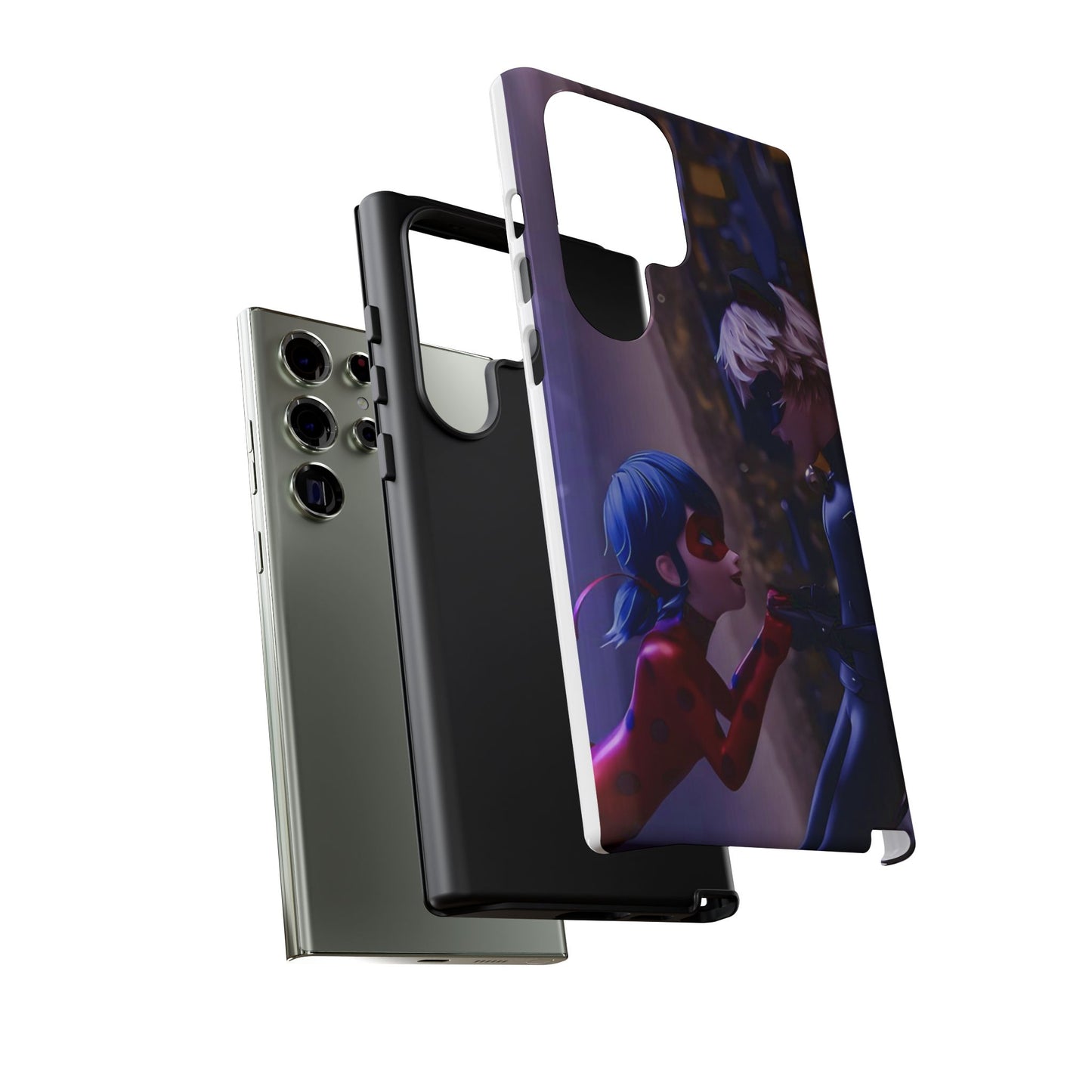 Phone Case with Ladybug and Cat Noir Design