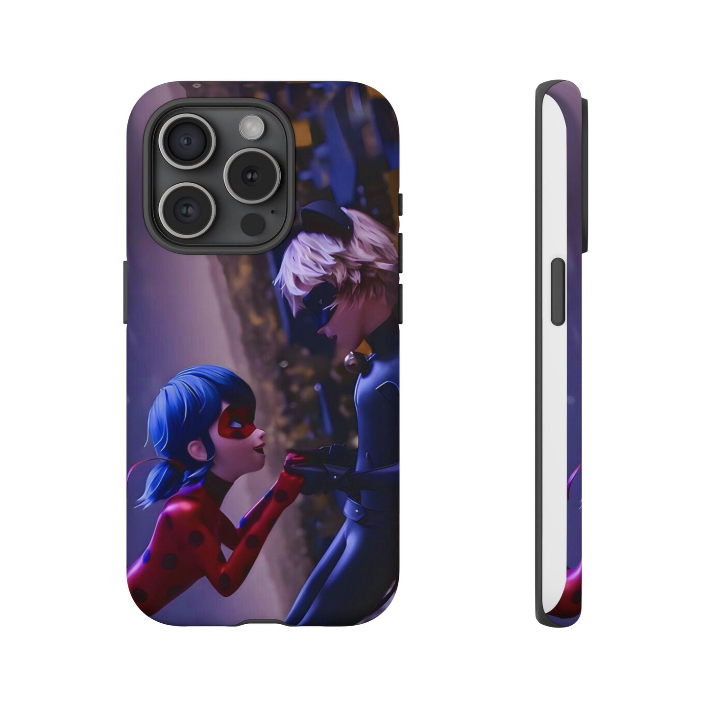 Phone Case with Ladybug and Cat Noir Design