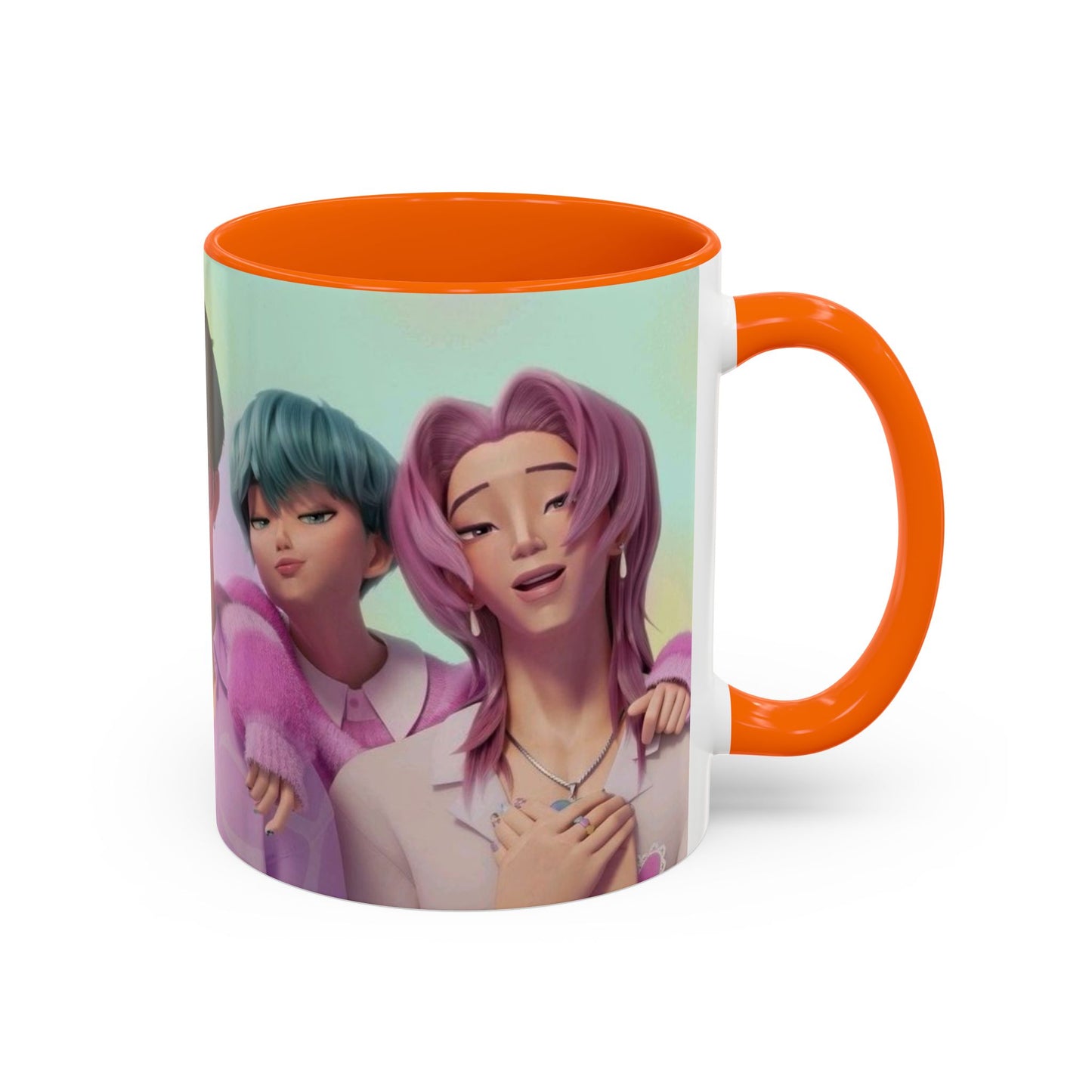 Stylish Accent Coffee Mug, Vibrant Ceramic Mug, Gift for Coffee Lovers, Cute Character Design, Perfect for Friends' Gatherings