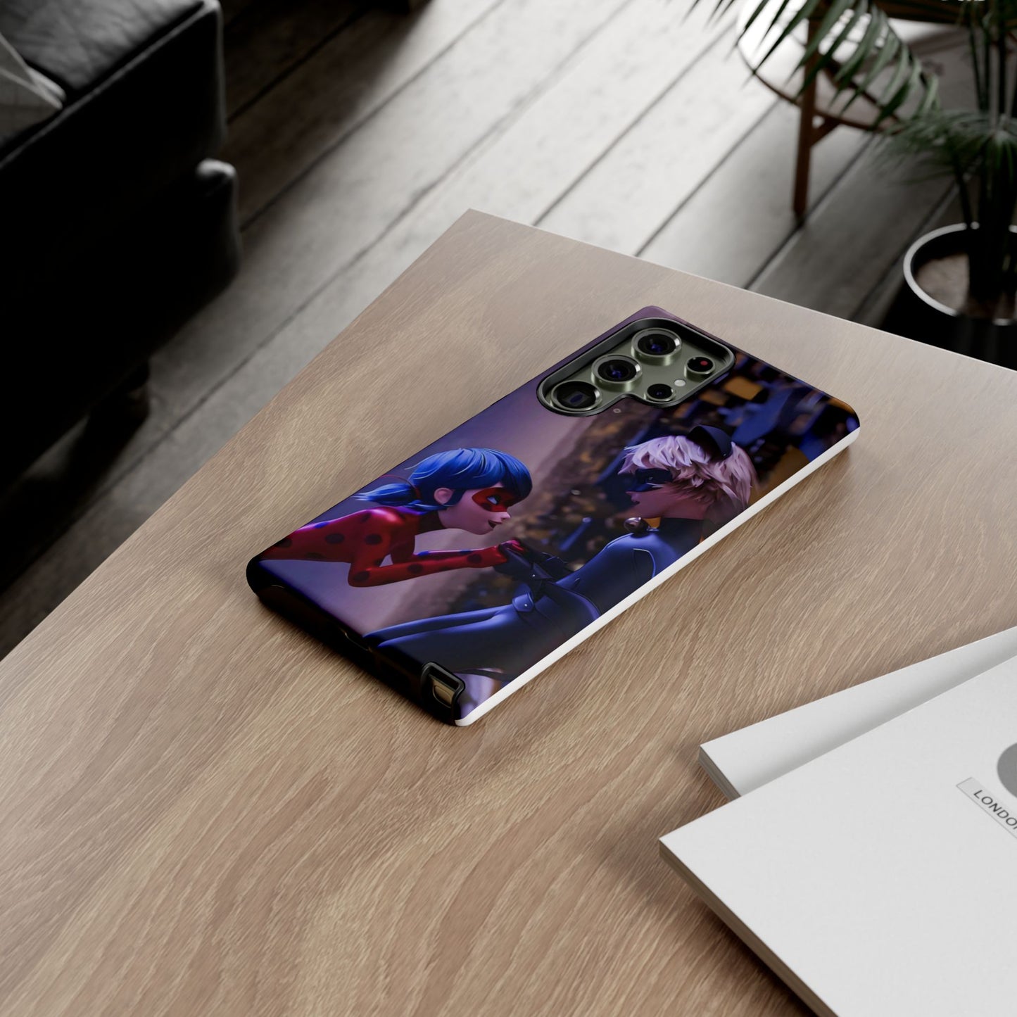 Phone Case with Ladybug and Cat Noir Design