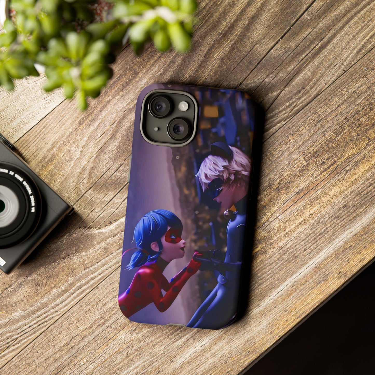 Phone Case with Ladybug and Cat Noir Design