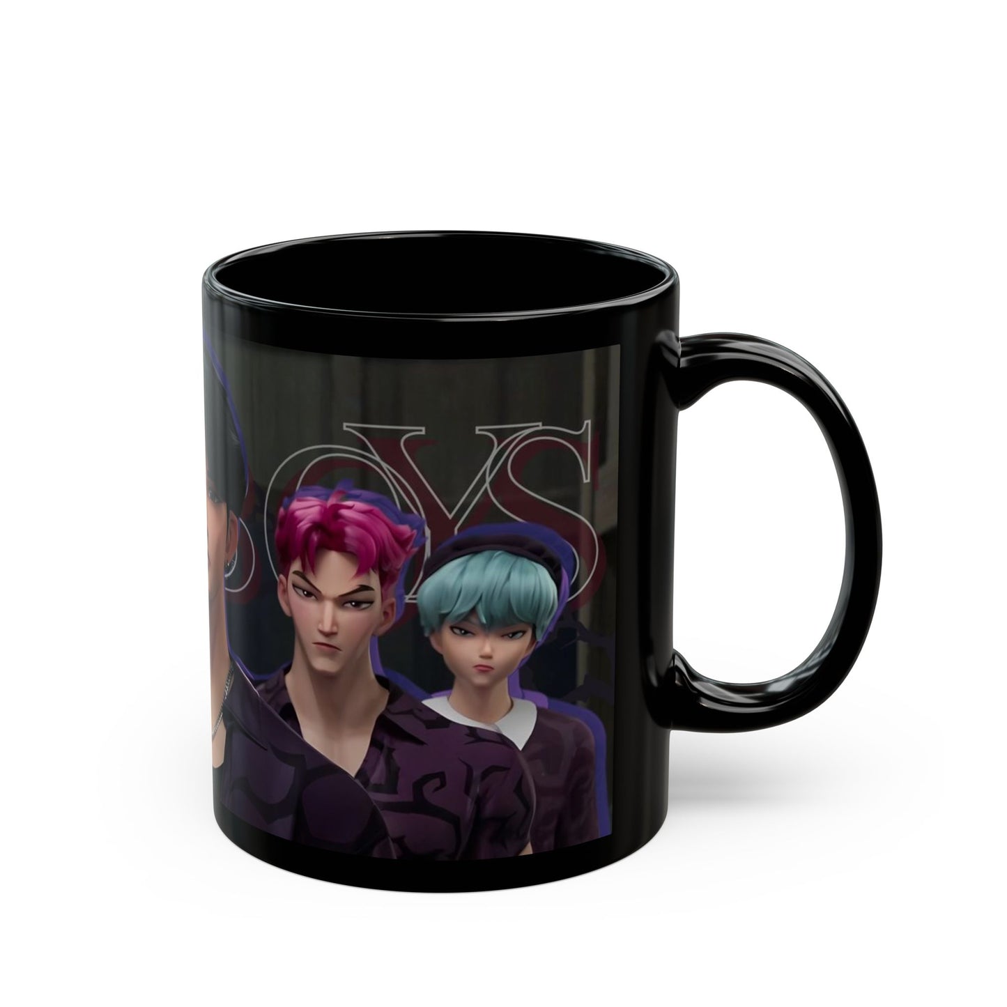 Anime-Inspired Black Mug for Fans, Cool Gift for Birthdays, Cozy Beverage Holder, Perfect for Coffee Lovers, Unique Cup for Collectors