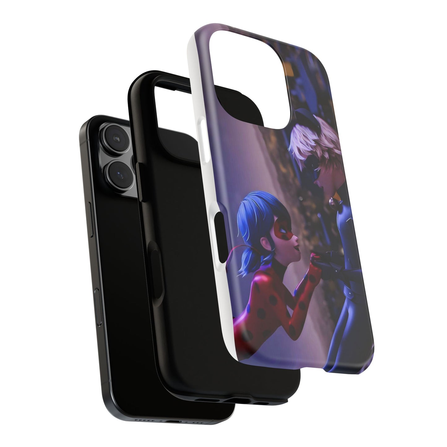 Phone Case with Ladybug and Cat Noir Design