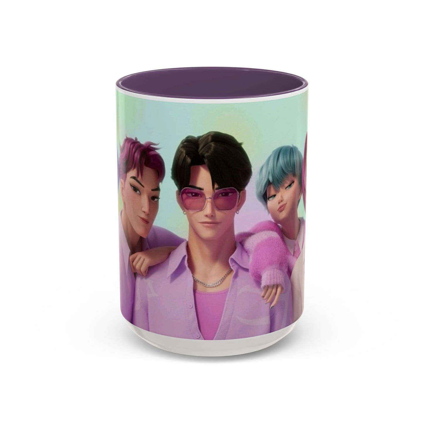 Stylish Accent Coffee Mug, Vibrant Ceramic Mug, Gift for Coffee Lovers, Cute Character Design, Perfect for Friends' Gatherings