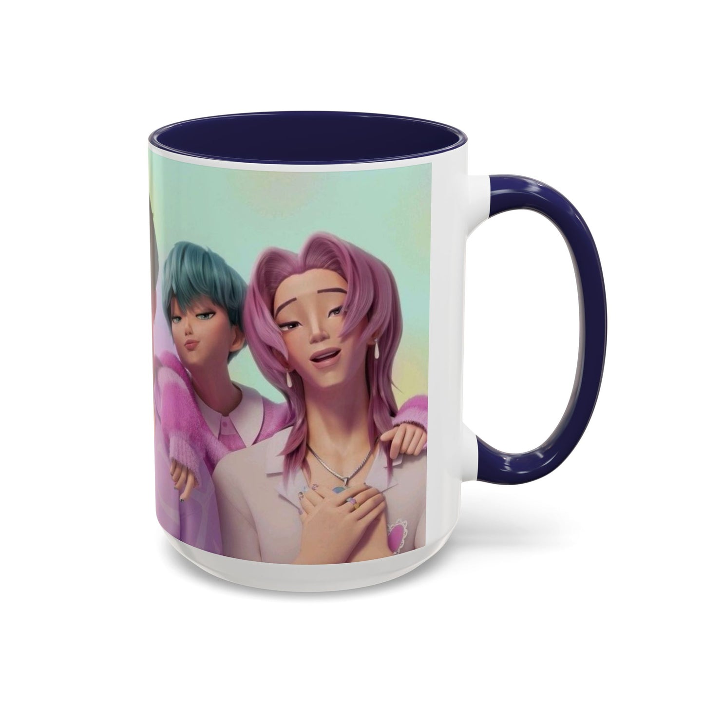 Stylish Accent Coffee Mug, Vibrant Ceramic Mug, Gift for Coffee Lovers, Cute Character Design, Perfect for Friends' Gatherings