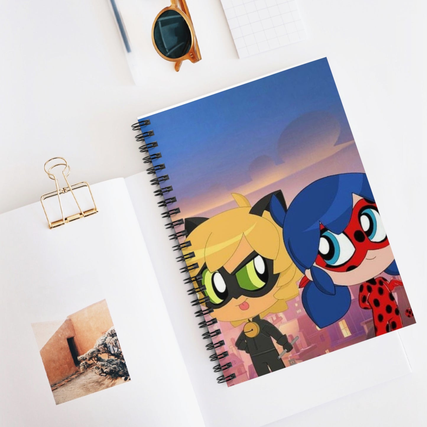 Cute Cartoon Spiral Notebook - Ladybug & Cat Noir Inspired, Perfect for Students, Gift for Kids, School Supplies, Journaling, Note-taking