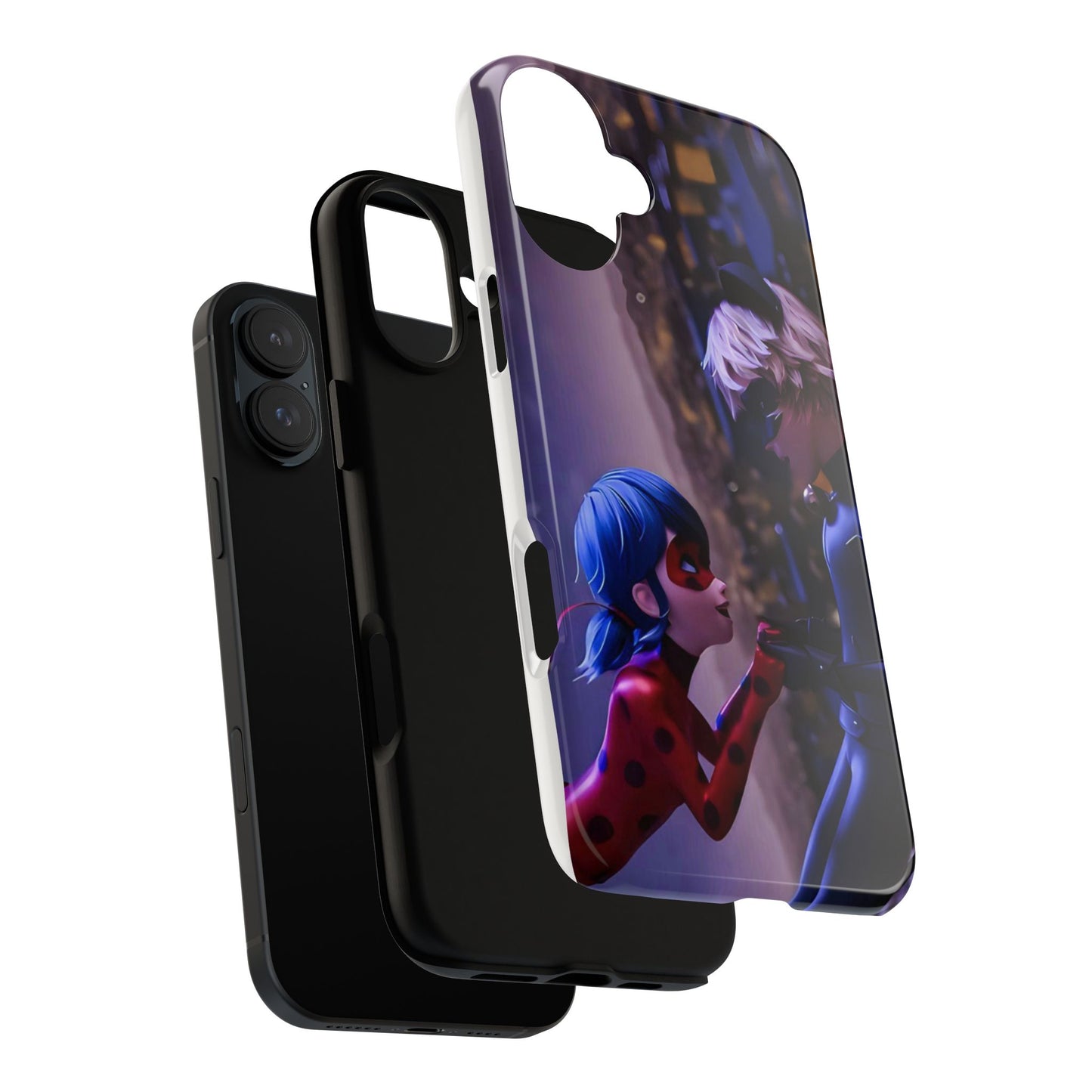 Phone Case with Ladybug and Cat Noir Design