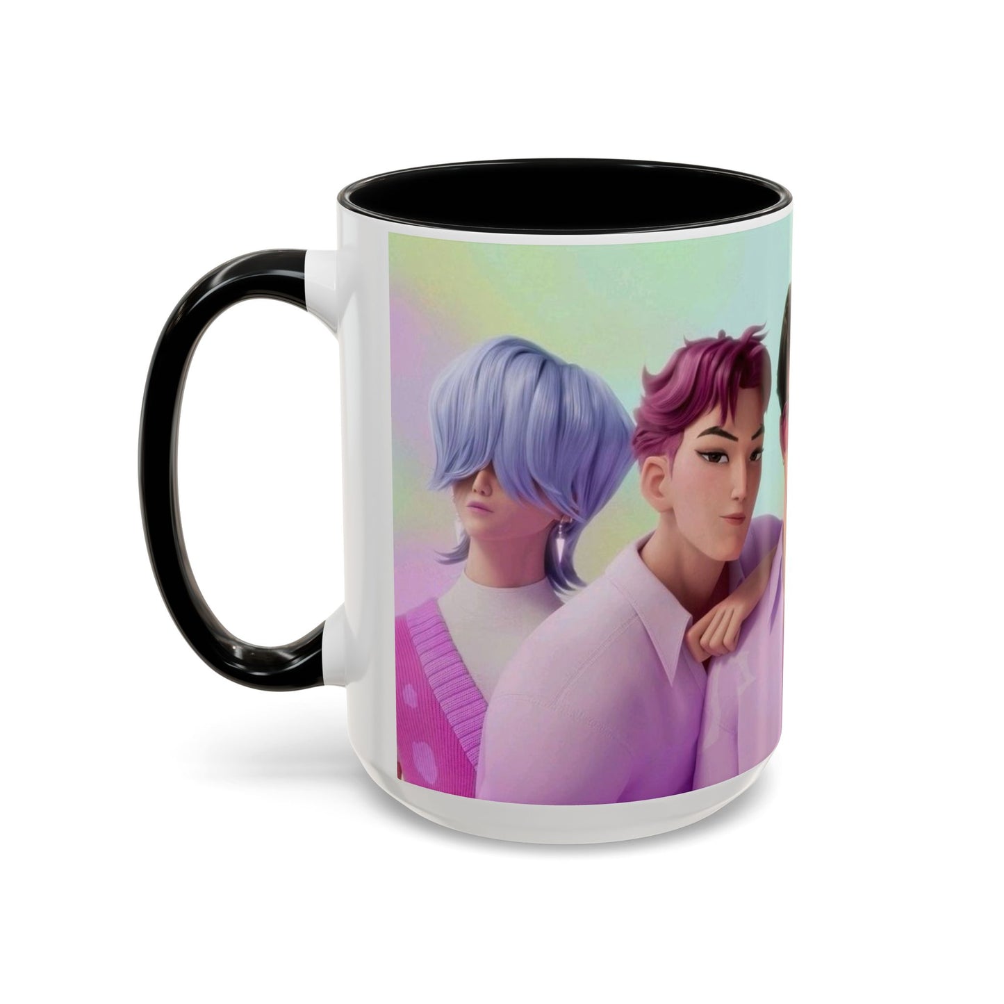 Stylish Accent Coffee Mug, Vibrant Ceramic Mug, Gift for Coffee Lovers, Cute Character Design, Perfect for Friends' Gatherings