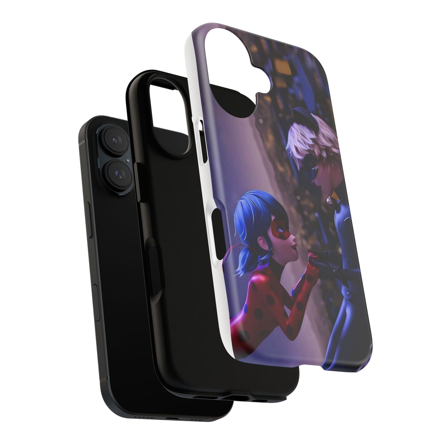Phone Case with Ladybug and Cat Noir Design