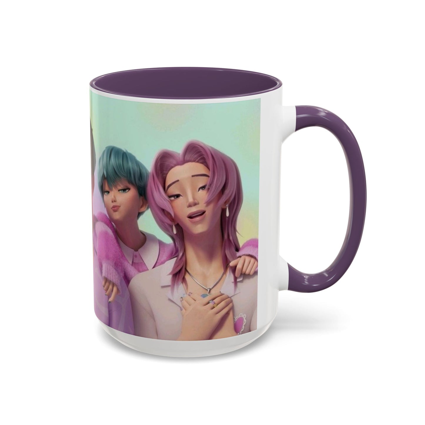 Stylish Accent Coffee Mug, Vibrant Ceramic Mug, Gift for Coffee Lovers, Cute Character Design, Perfect for Friends' Gatherings