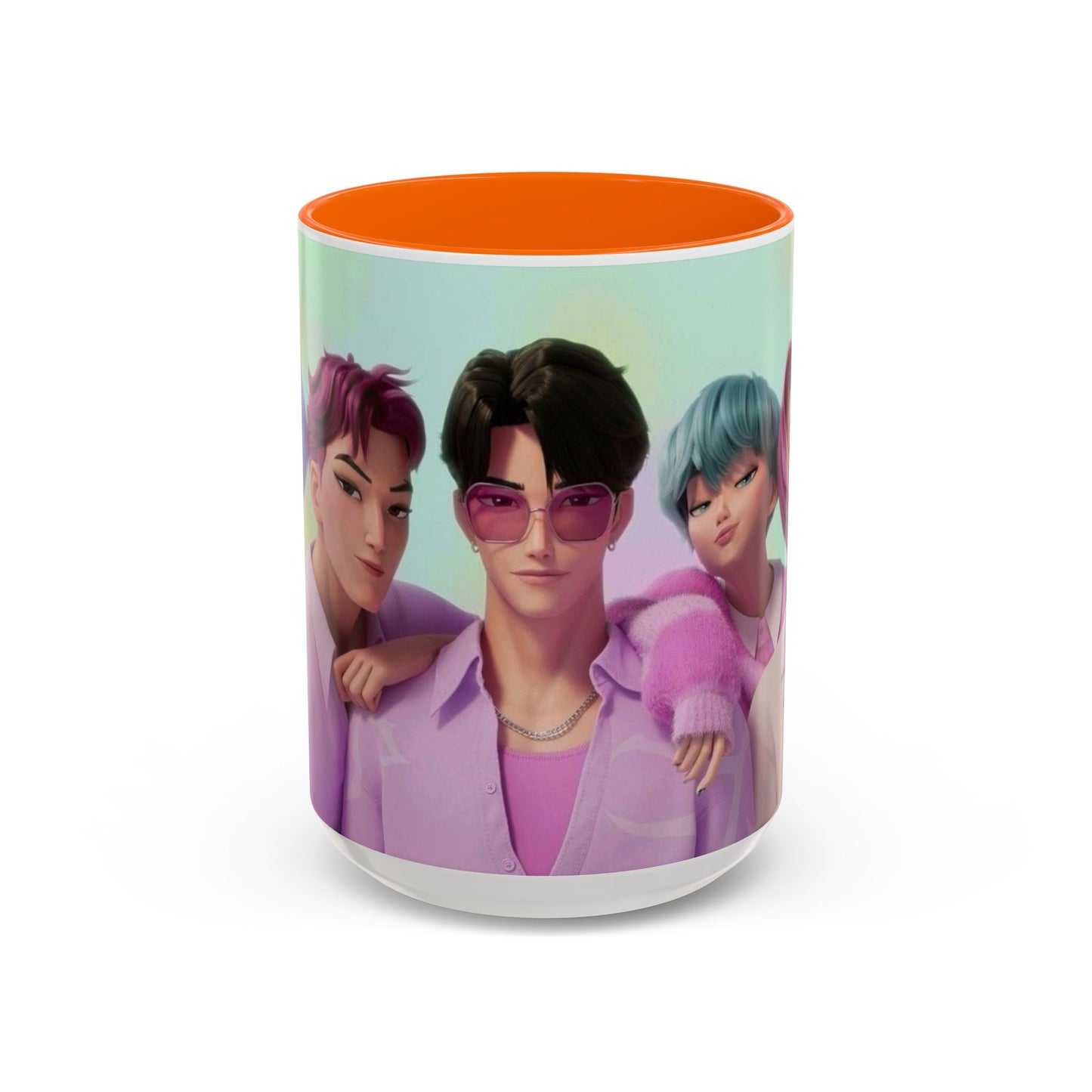 Stylish Accent Coffee Mug, Vibrant Ceramic Mug, Gift for Coffee Lovers, Cute Character Design, Perfect for Friends' Gatherings