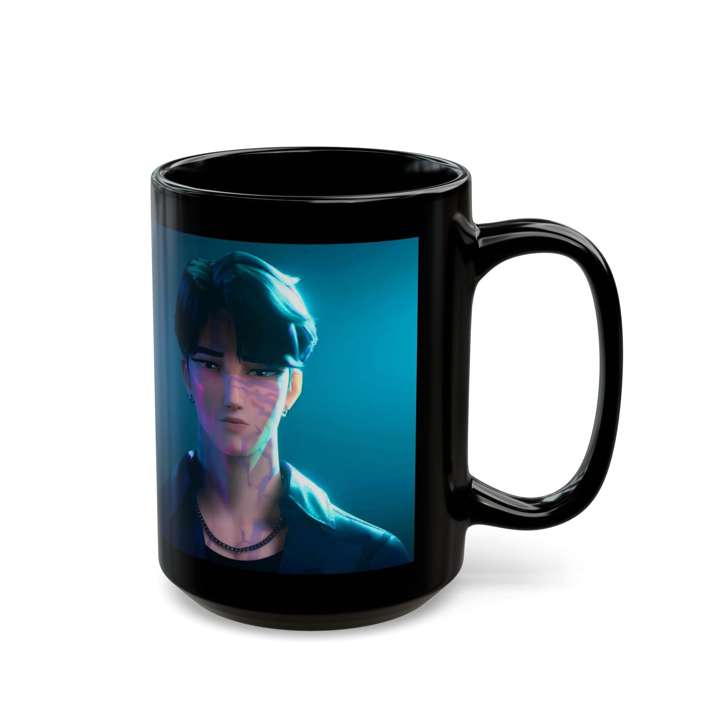 Rumi & Jinu Black Mug with Vibrant Characters - Perfect for Coffee Lovers, Unique Gift, Home Decor, Cyberpunk Aesthetic, Cute & Fun