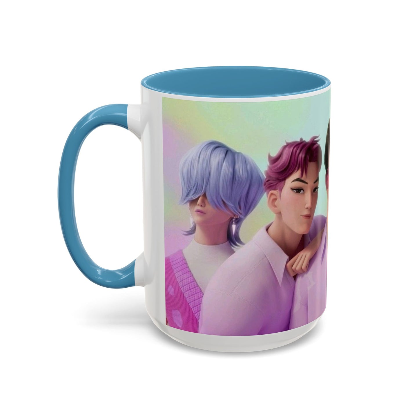 Stylish Accent Coffee Mug, Vibrant Ceramic Mug, Gift for Coffee Lovers, Cute Character Design, Perfect for Friends' Gatherings