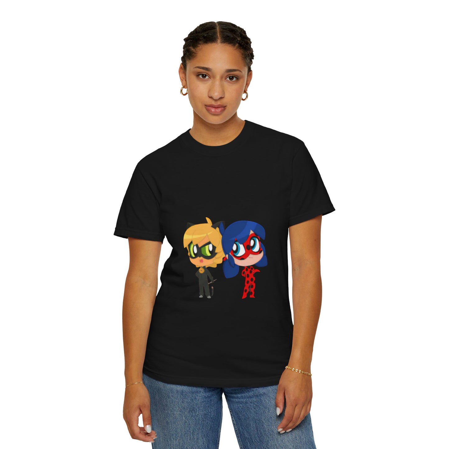 Chibi Ladybug Cat Noir T-Shirt, Playful Unisex Teen Perfect for Kids and Teens