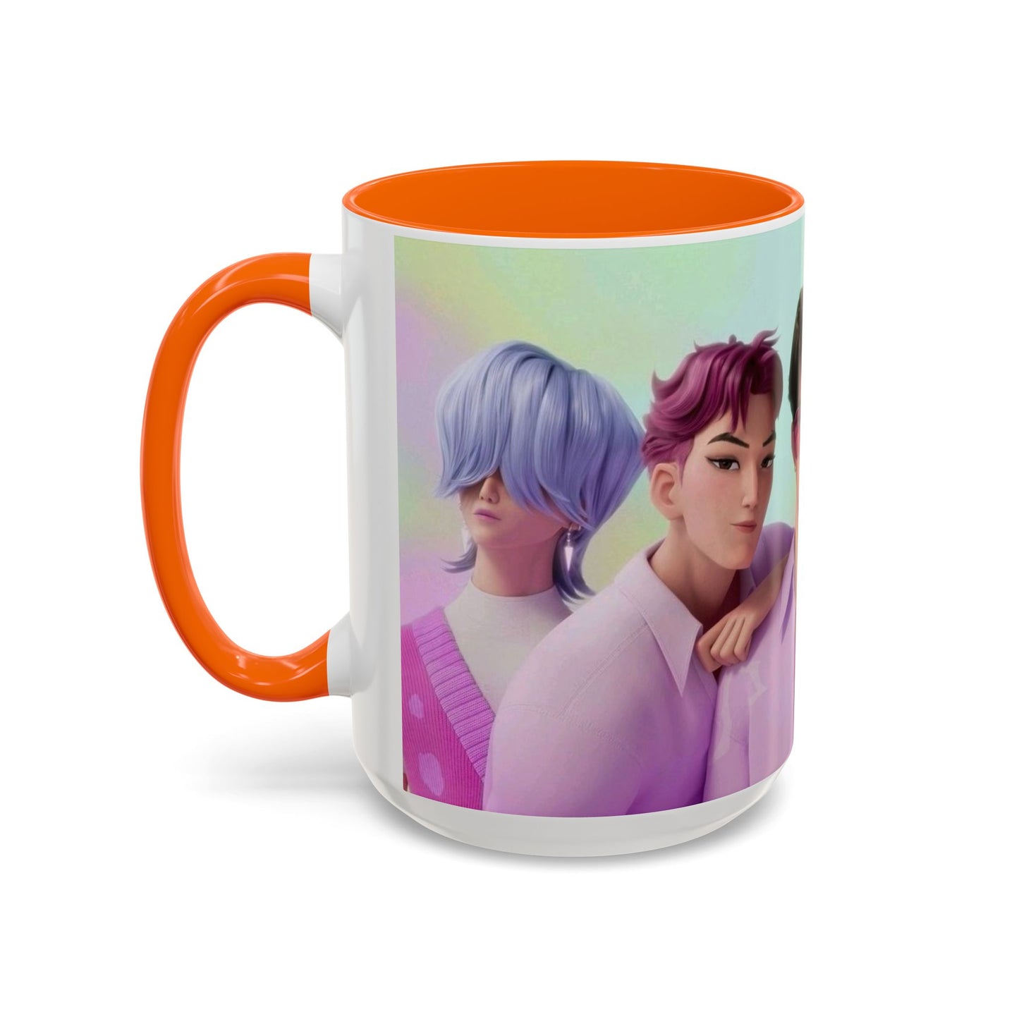 Stylish Accent Coffee Mug, Vibrant Ceramic Mug, Gift for Coffee Lovers, Cute Character Design, Perfect for Friends' Gatherings