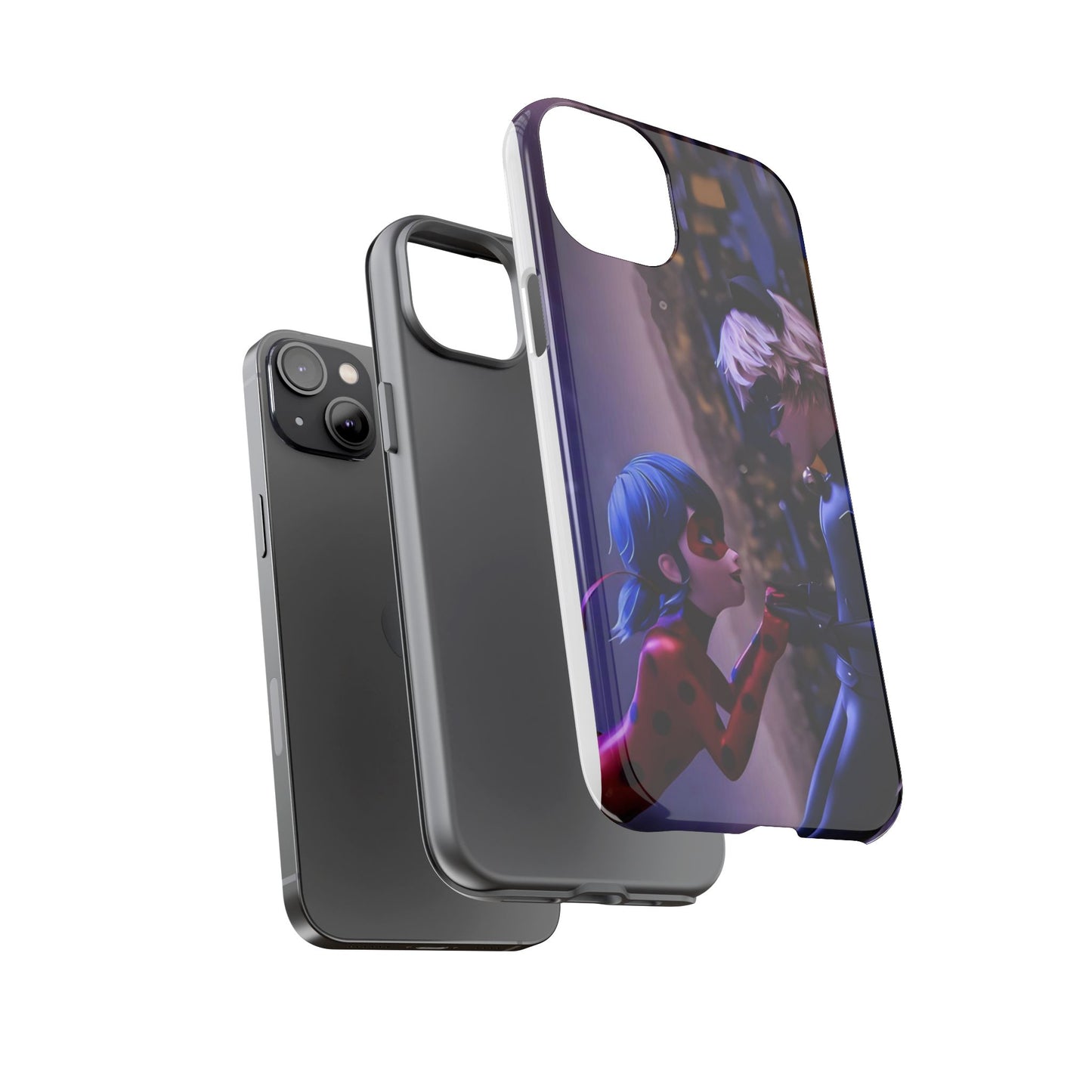 Phone Case with Ladybug and Cat Noir Design