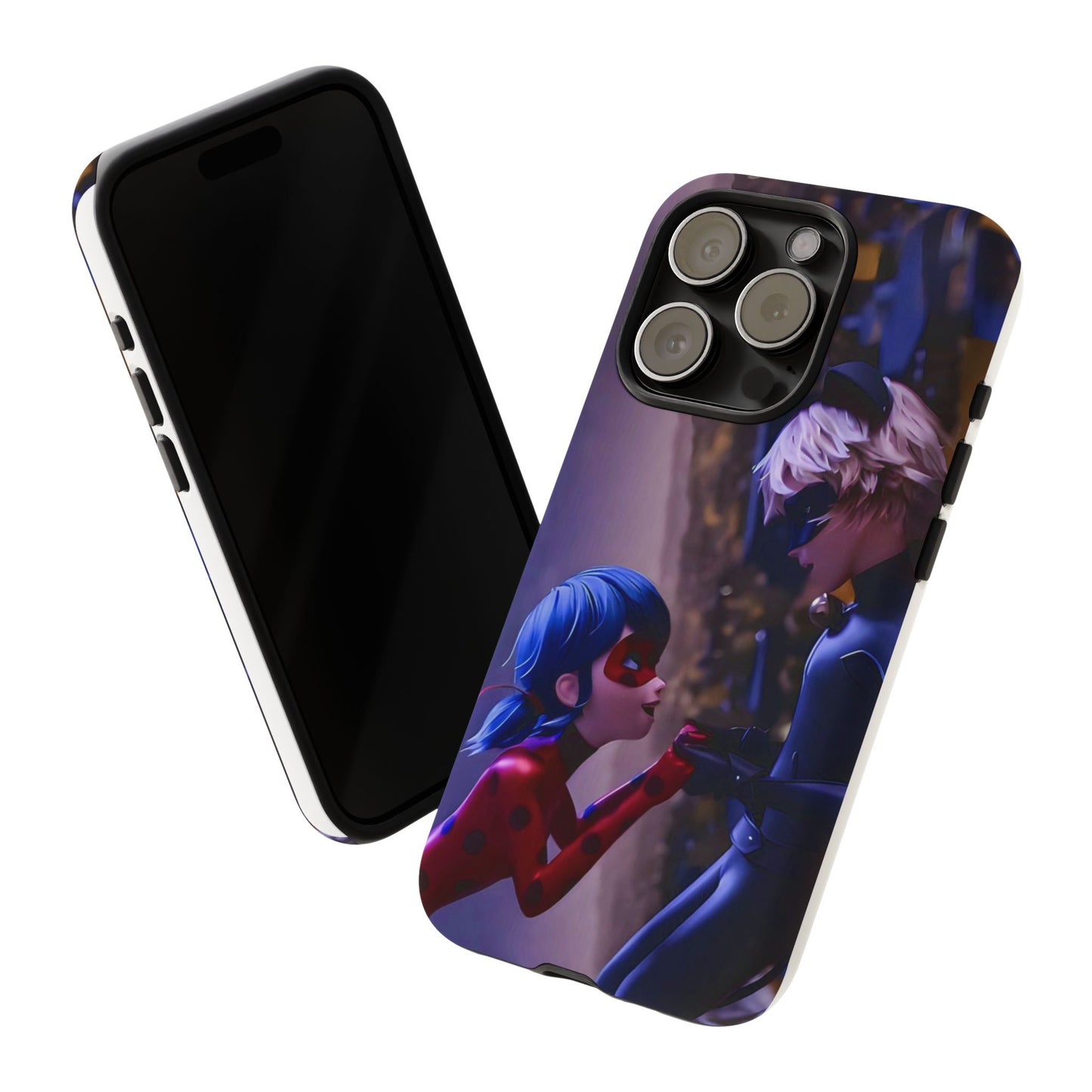 Phone Case with Ladybug and Cat Noir Design