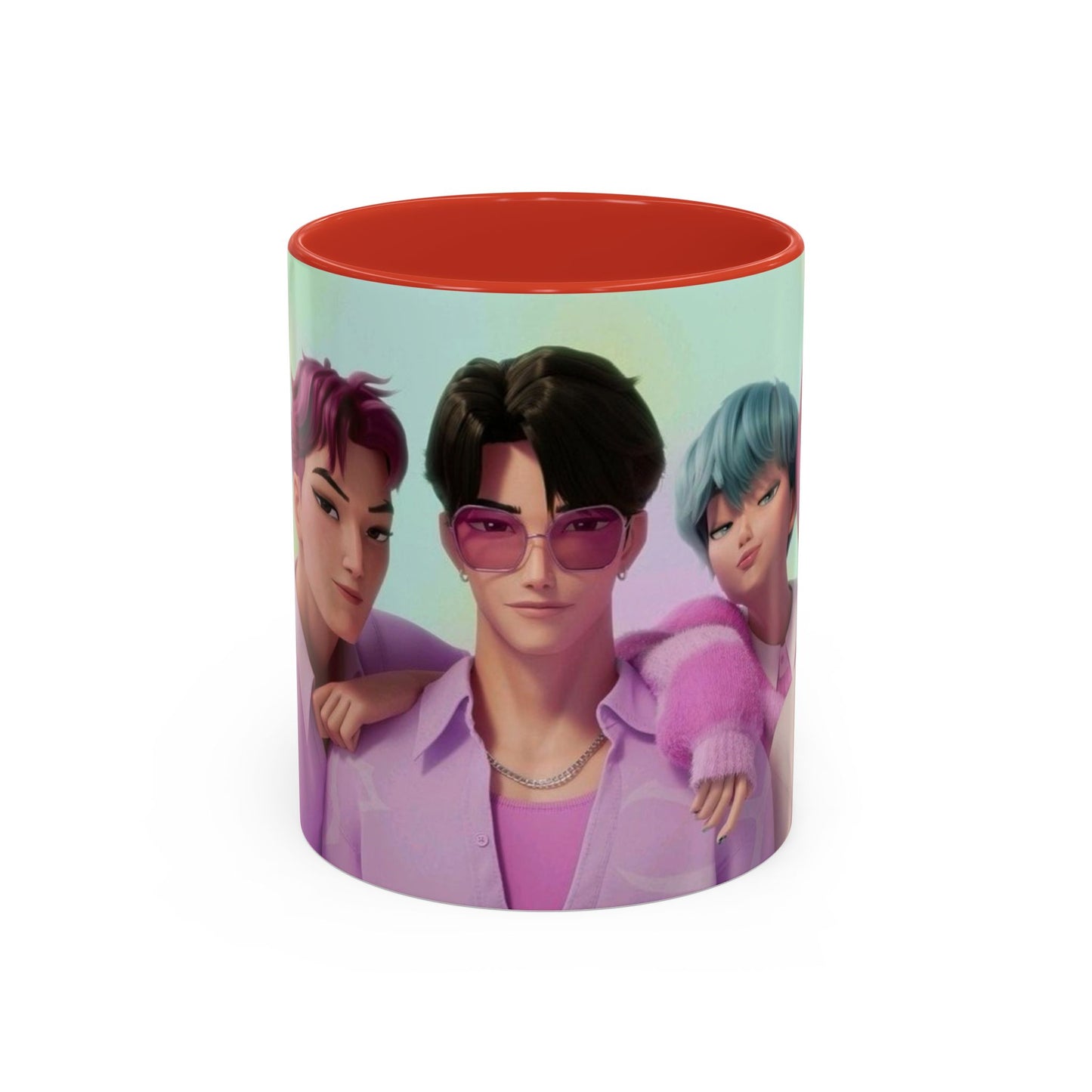 Stylish Accent Coffee Mug, Vibrant Ceramic Mug, Gift for Coffee Lovers, Cute Character Design, Perfect for Friends' Gatherings