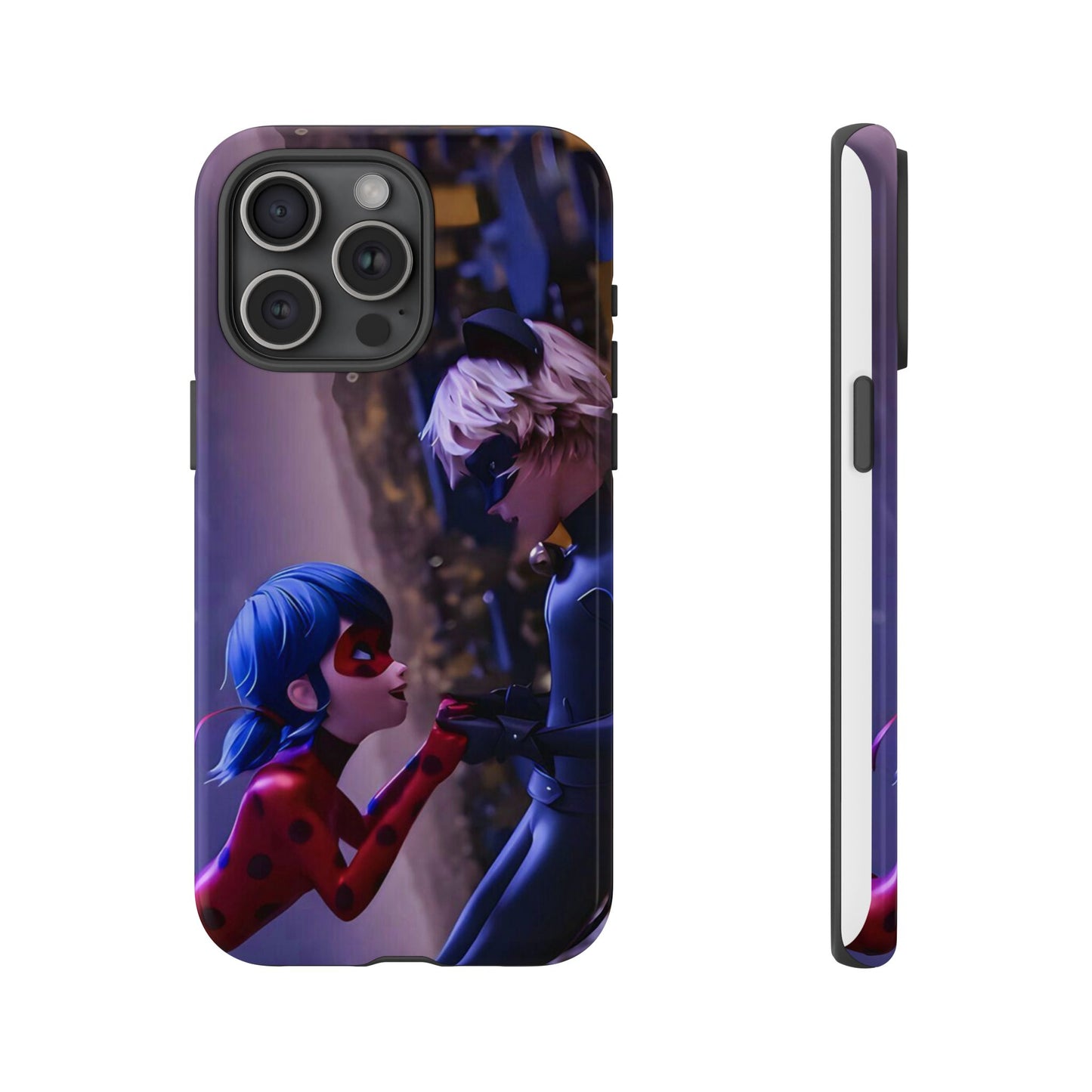 Phone Case with Ladybug and Cat Noir Design