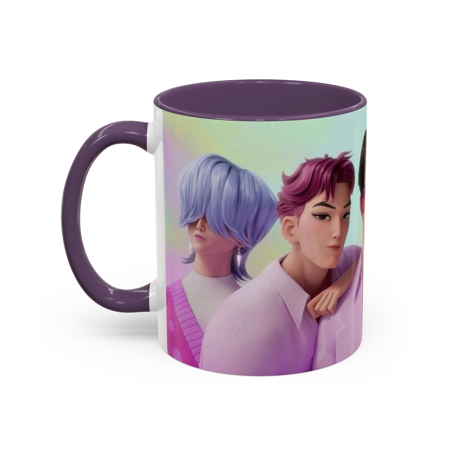 Stylish Accent Coffee Mug, Vibrant Ceramic Mug, Gift for Coffee Lovers, Cute Character Design, Perfect for Friends' Gatherings