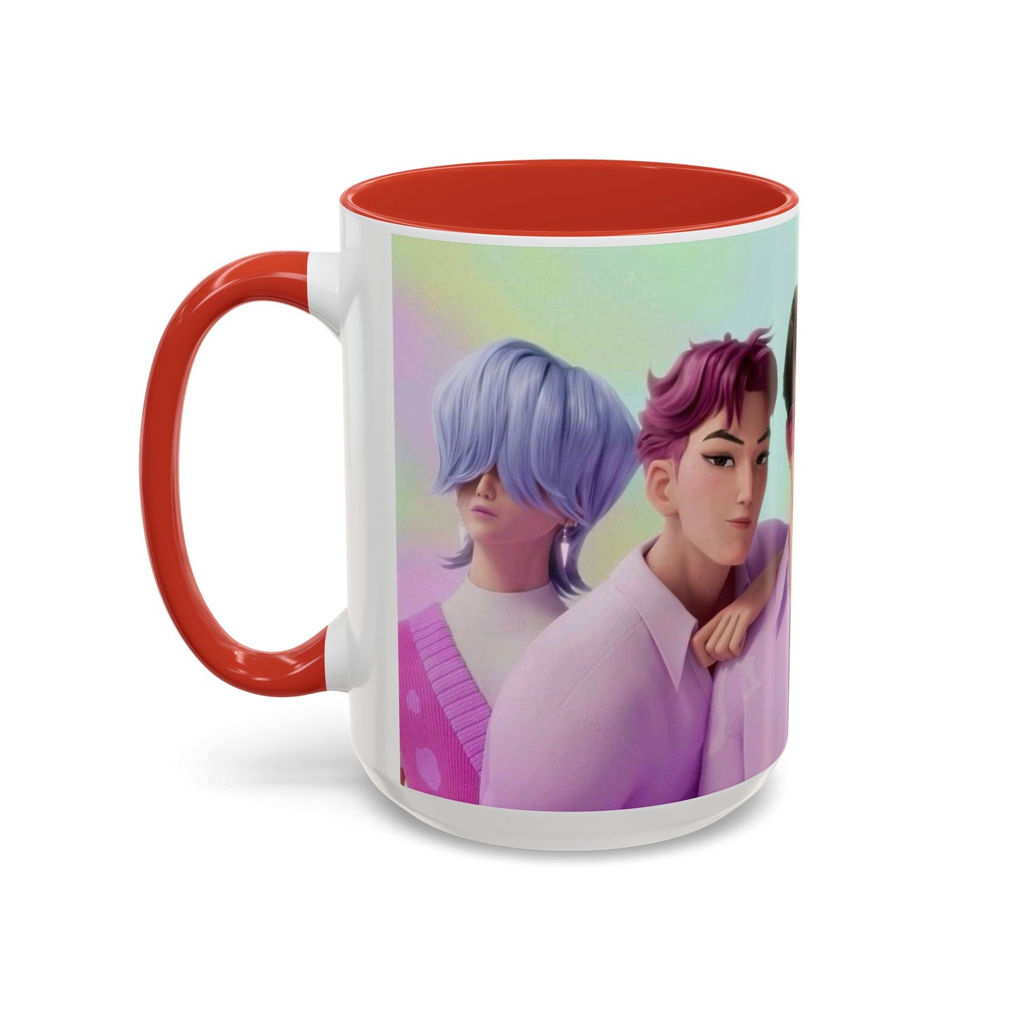 Stylish Accent Coffee Mug, Vibrant Ceramic Mug, Gift for Coffee Lovers, Cute Character Design, Perfect for Friends' Gatherings